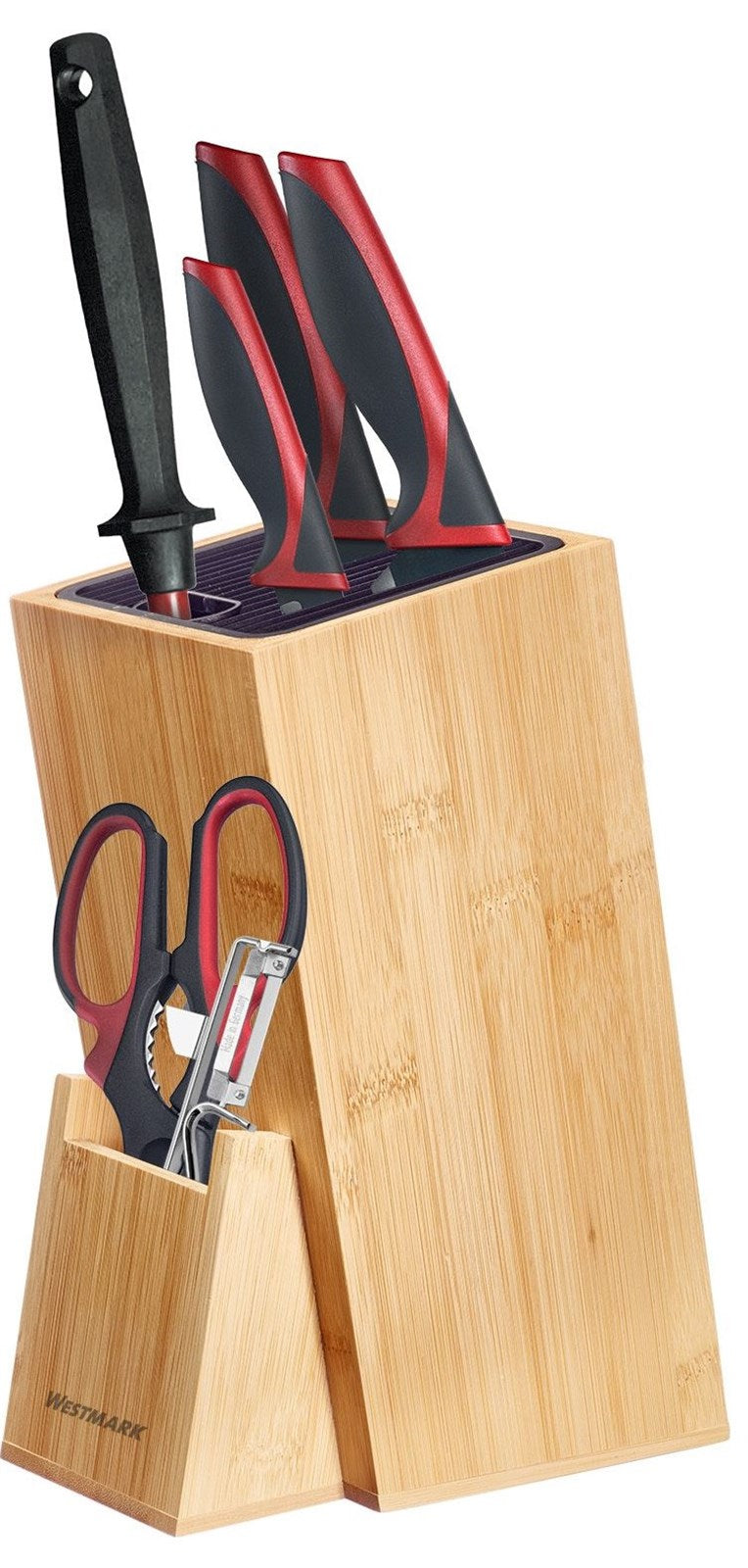 Eleganter Messerblock aus Bambus von Westmark, perfekt zur sicheren und ordentlichen Aufbewahrung Ihrer Messer in der Küche.
