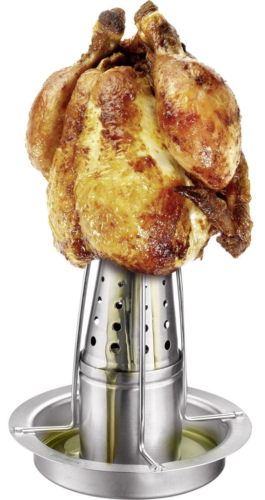 Hochwertiger Edelstahl-Hähnchengriller von Westmark, ideal für knusprige Hähnchen, robust, pflegeleicht und langlebig.