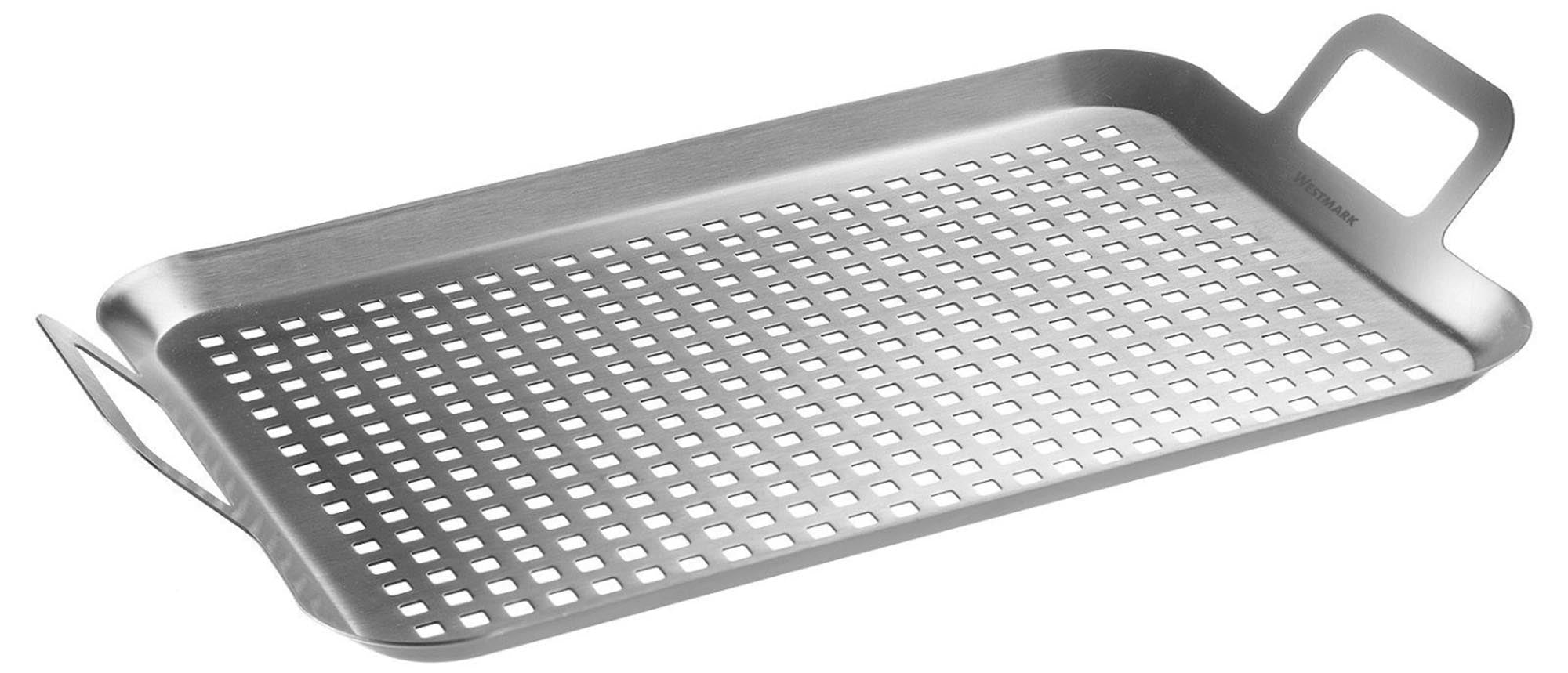 Entdecken Sie die flache Grillpfanne aus Edelstahl von Westmark – ideal für Gemüse, Meeresfrüchte und Fleisch. Langlebig, leicht zu reinigen und perfekt für jeden Grill!