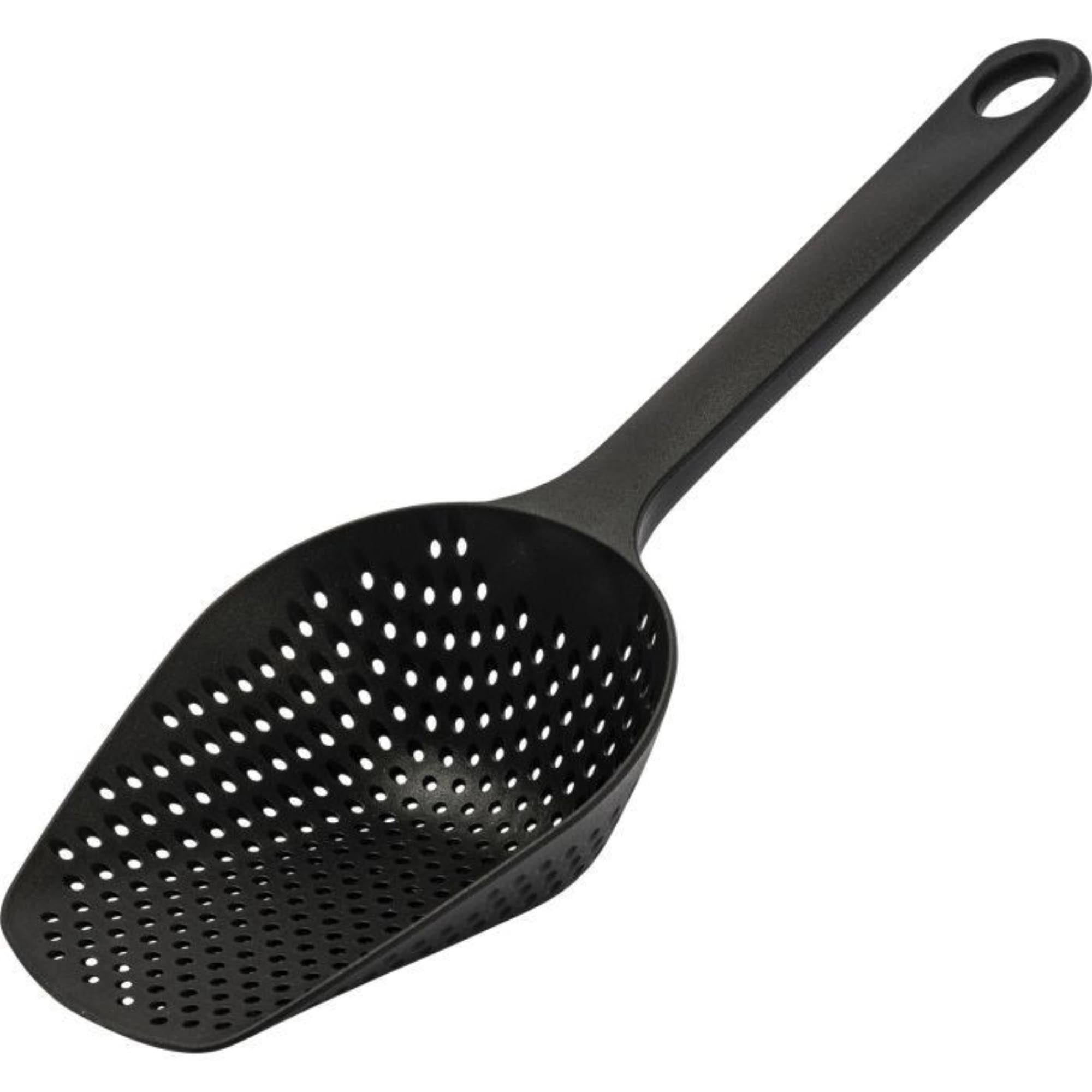 Entdecken Sie die Pommes- und Seihschaufel Blacky von Westmark! Mit 34.5x12.8cm, hitzebeständig und ergonomisch, ideal für knusprige Pommes und mehr.