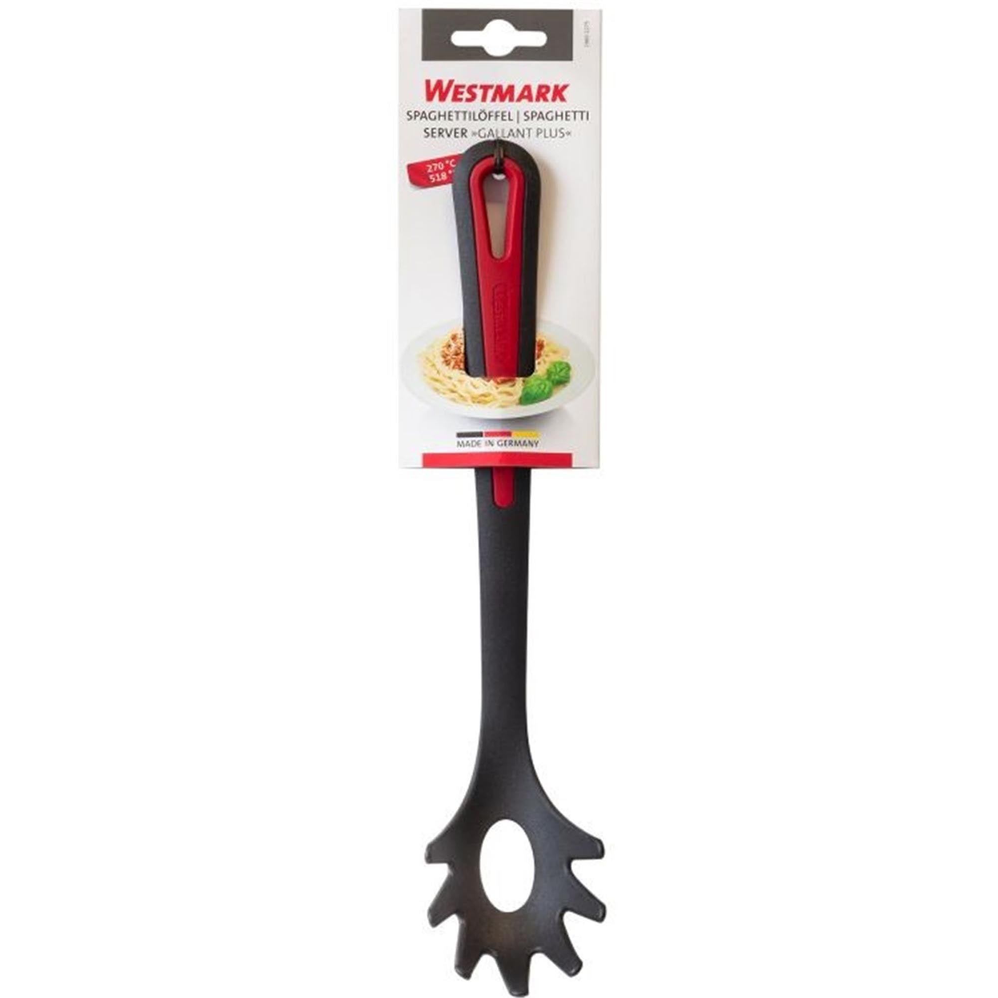 Der Spaghettilöffel Gallant Plus von Westmark ist ideal zum Servieren von Pasta, robust, ergonomisch und spülmaschinengeeignet.