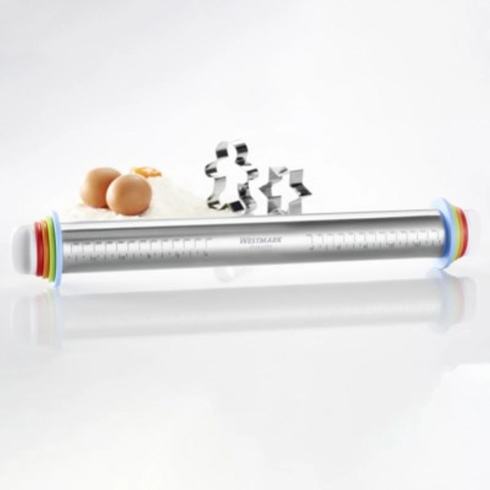 Westmark Teigroller 43,5 cm mit 4 Distanzringen, perfekt für gleichmäßiges Ausrollen und präzises Backen.