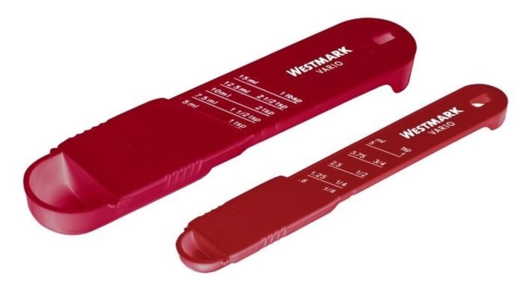 2 Messlöffel Vario, verstellbar, 16cm in Rot präsentiert im Onlineshop von KAQTU Design AG. Küchenhelfer ist von Westmark