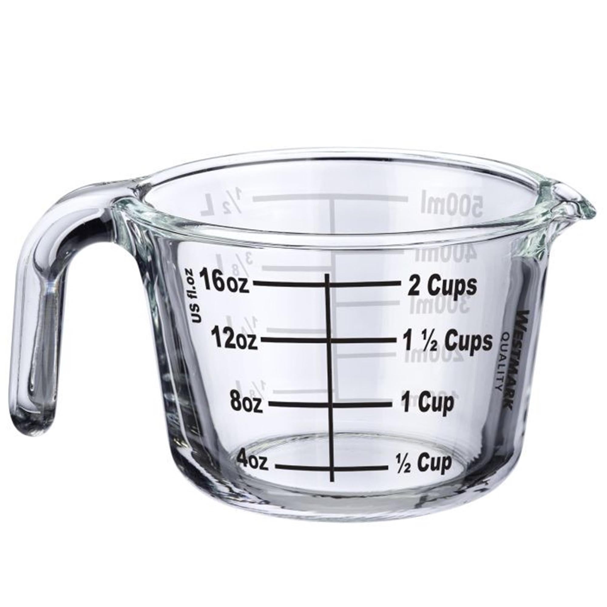 Praktische Messkanne aus Borosilikatglas, 0,5 l, hitzebeständig und langlebig, ideal für präzises Abmessen in der Küche.