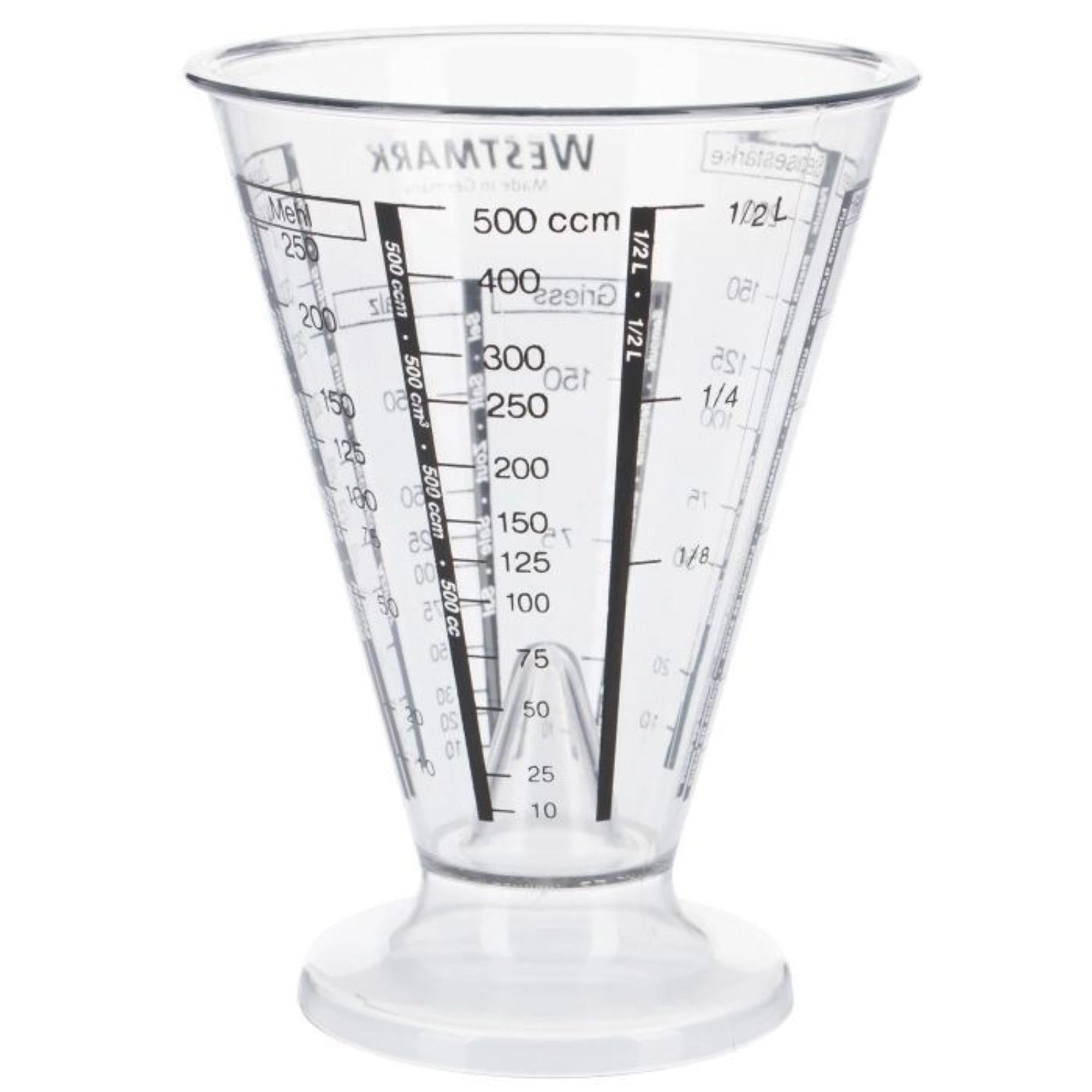 Der Messbecher Gerda von Westmark (0,5 l) ist ein bruchsicheres Küchenutensil aus transparentem Kunststoff, ideal zum präzisen Messen von Flüssigkeiten und trockenen Zutaten.