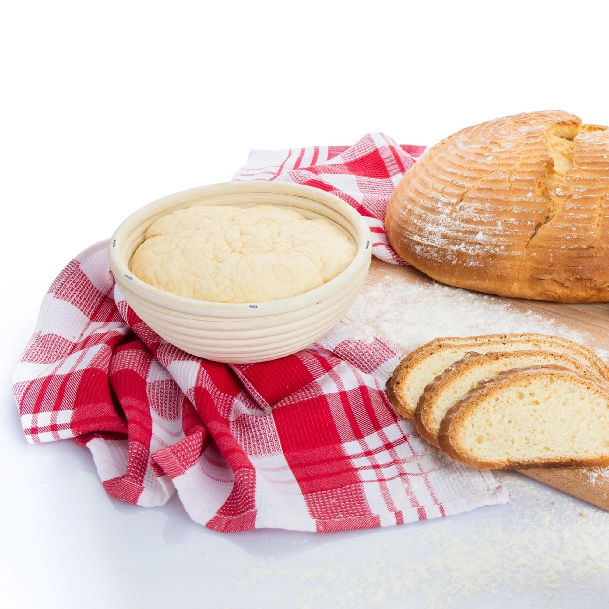 Rundes Gärkörbchen-Set von Westmark, 17.5 cm Durchmesser, 8.1 cm hoch, mit Stoffbezug, ideal für Brotbacken und Hobbybäcker.