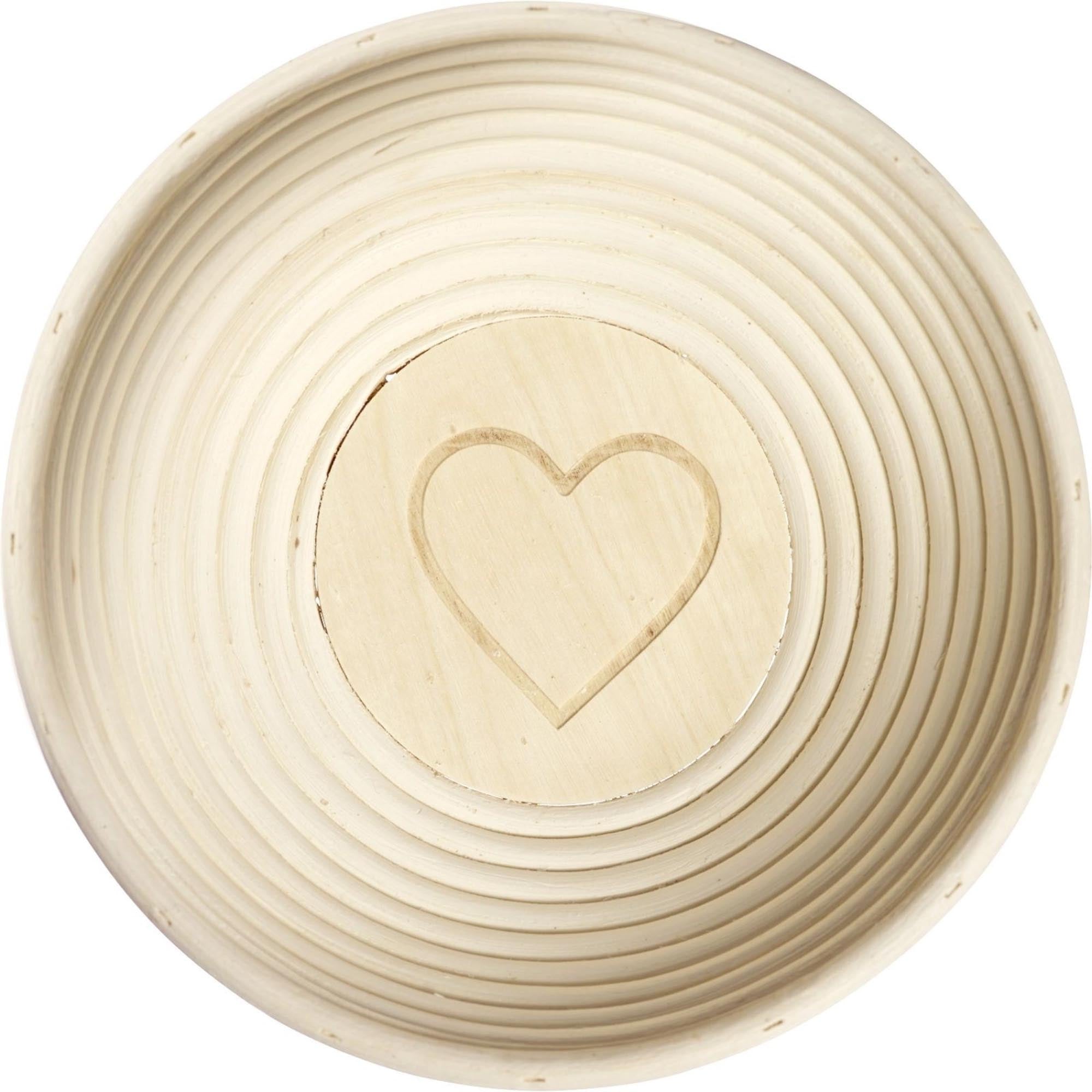Gärkörbchen-Set rund mit Herzmotiv, inkl. Stoffbezug, perfekt für Brotbacken, Maße: 24,5 x 8,5 cm, von Westmark.