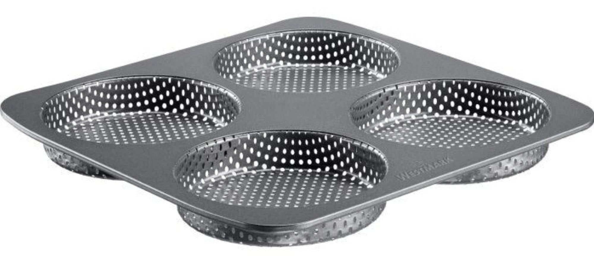 4er Burger Brötchen Backform Big, 28x28cm in Silber präsentiert im Onlineshop von KAQTU Design AG. Backform / Backblech ist von Westmark