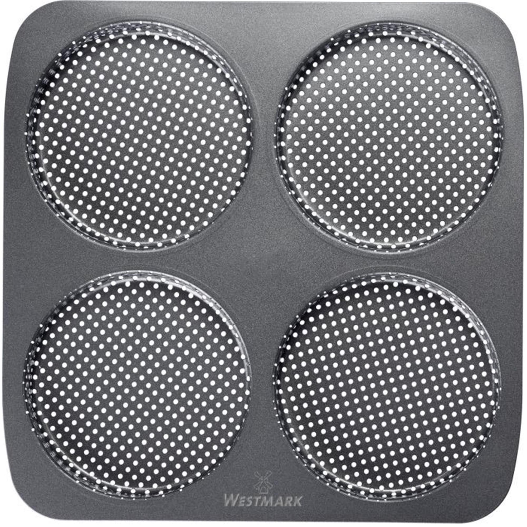 Backform für 4 große Burgerbrötchen, 28x28cm, antihaftbeschichtet, ideal für gleichmäßiges Backen, von Westmark.