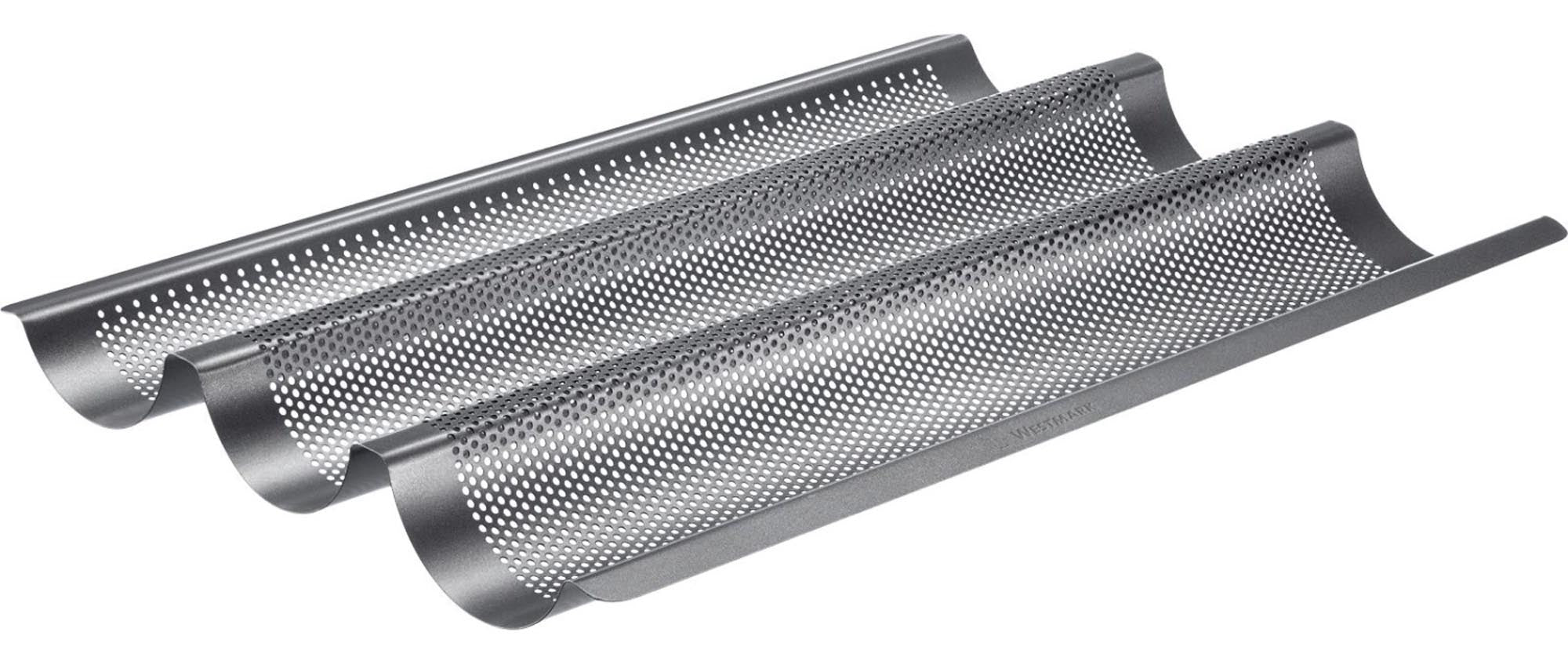 3er Baguette Backform Long, 38.5x28cm in Silber präsentiert im Onlineshop von KAQTU Design AG. Backform / Backblech ist von Westmark