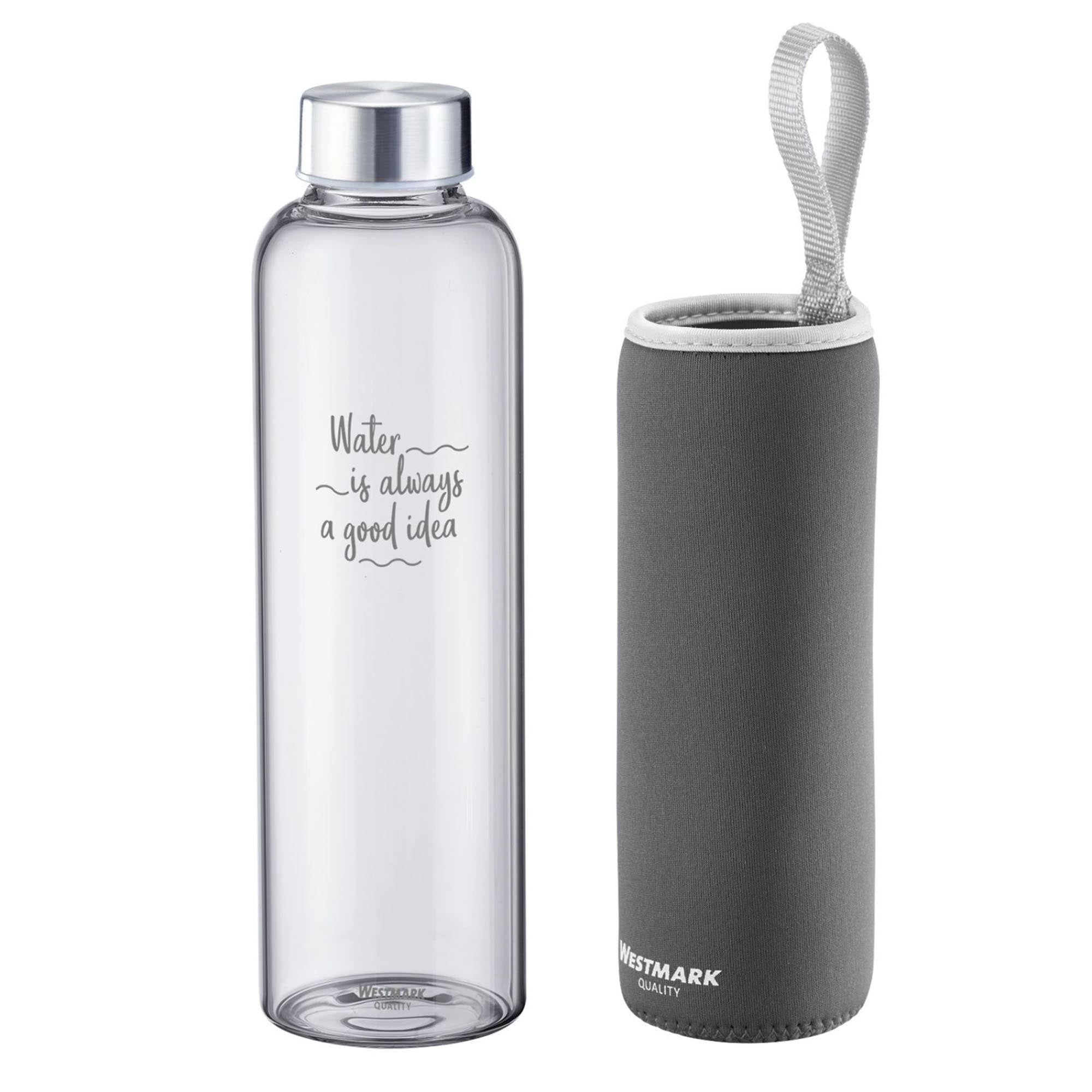 Trinkflasche Viva aus Glas 0,55 l, mit Cover, anthrazit, sb in Silber präsentiert im Onlineshop von KAQTU Design AG. Trinkflasche ist von Westmark
