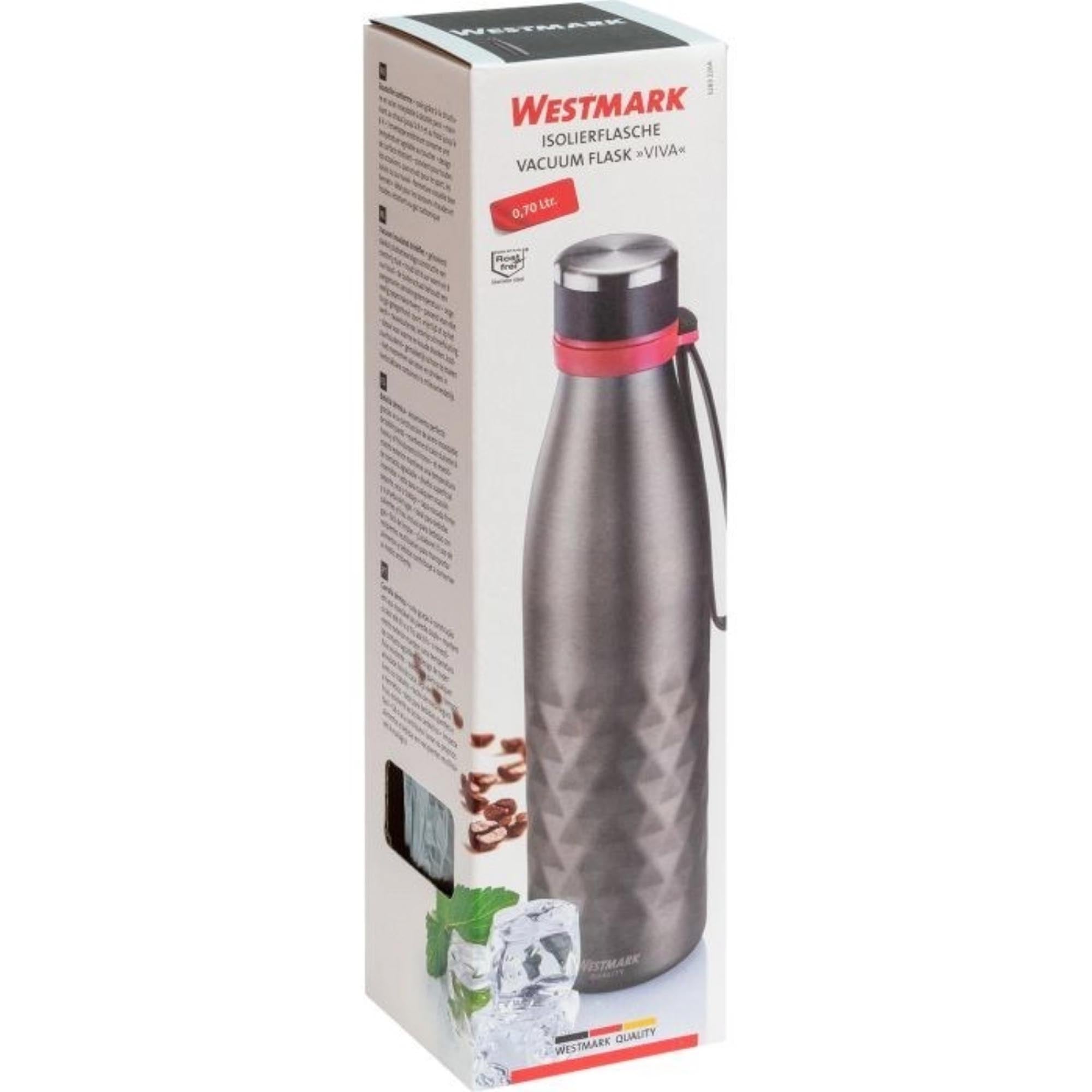 Isolierflasche Viva, 0,70 l, anthrazit, sb in Silber präsentiert im Onlineshop von KAQTU Design AG. Trinkflasche ist von Westmark