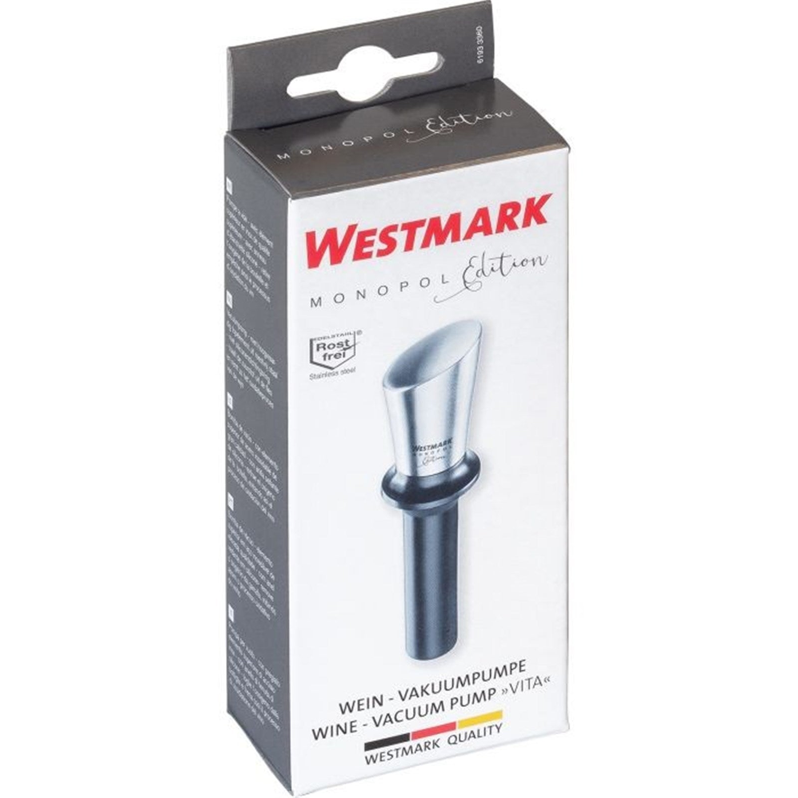 Die Westmark Vita Monopol Vakuumpumpe verschließt Flaschen luftdicht und bewahrt Frische sowie das Aroma von Getränken.