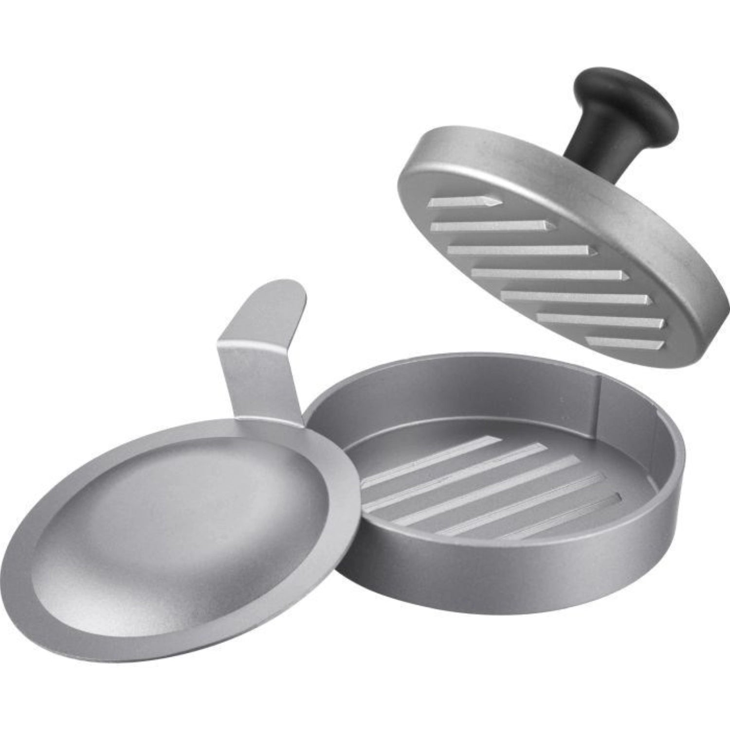 Hamburgermaker mit Heber Uno Plus, D12cm in Silber präsentiert im Onlineshop von KAQTU Design AG. Küchenhelfer ist von Westmark