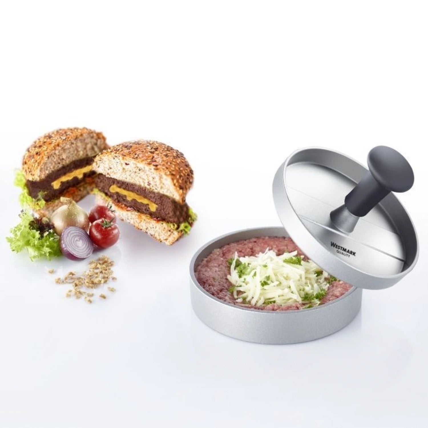 Hamburgermaker Uno Plus von Westmark, 12 cm, für perfekte Burger. Praktisch, hochwertig und leicht zu handhaben.