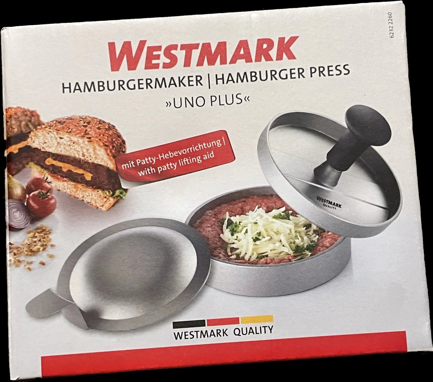 Hamburgermaker Uno Plus von Westmark, 12 cm, für gleichmäßige Burger. Robustes Design, einfach zu bedienen, ideal für Burgerliebhaber.