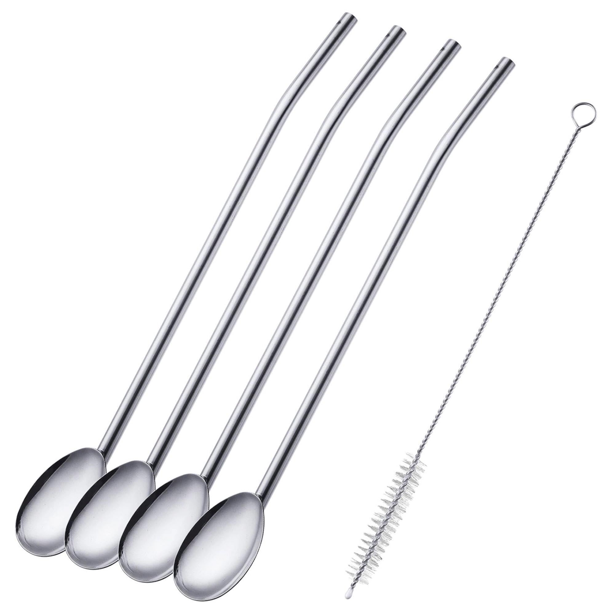 4 Trinkhalmlöffel u. 1 Reinigungsbürstchen in Silber präsentiert im Onlineshop von KAQTU Design AG. Barzubehör ist von Westmark