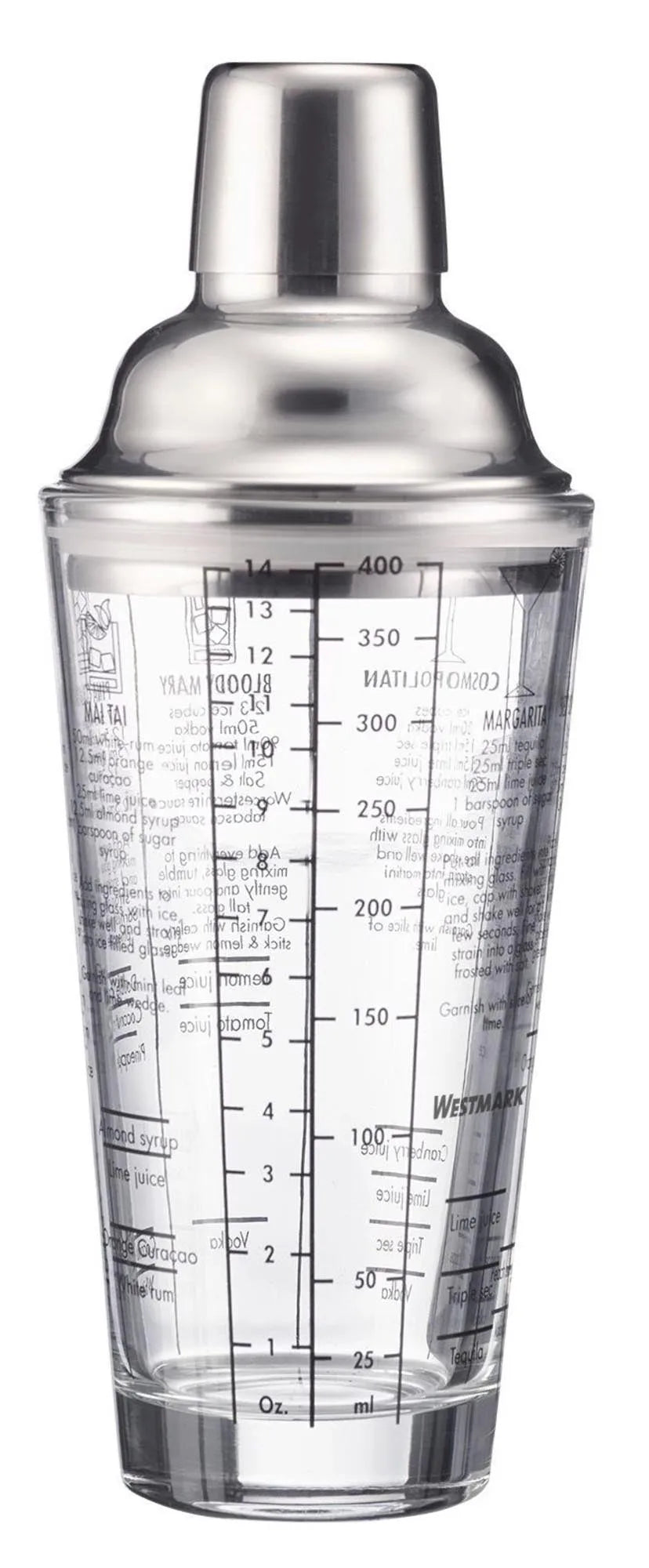 Cocktail Shaker Sam, Glas, 400ml in Silber präsentiert im Onlineshop von KAQTU Design AG. Barzubehör ist von Westmark