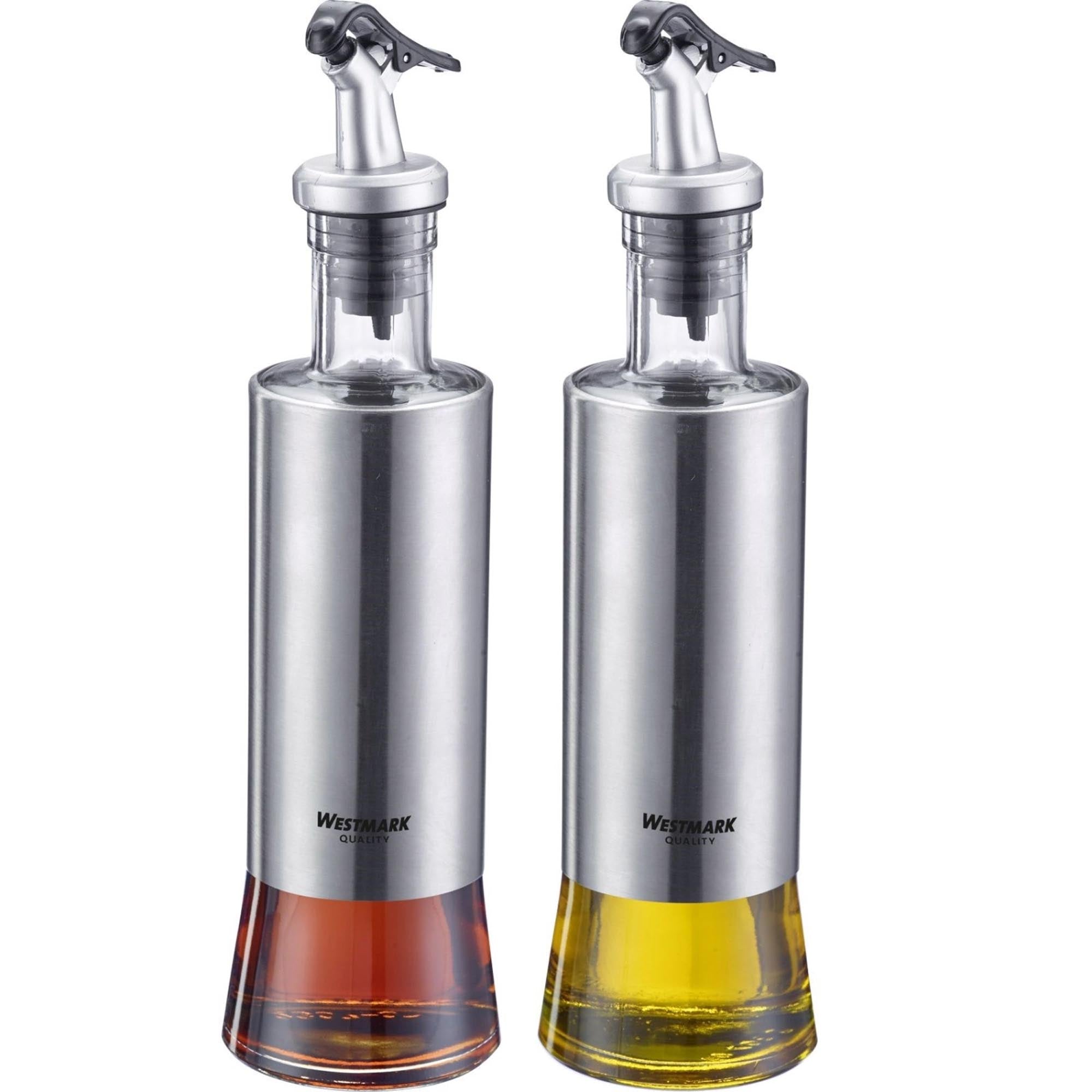 Elegantes 2-teiliges Set Essig- und Öl-Spender von Westmark, ideal für präzises Dosieren und stilvolles Servieren am Tisch.