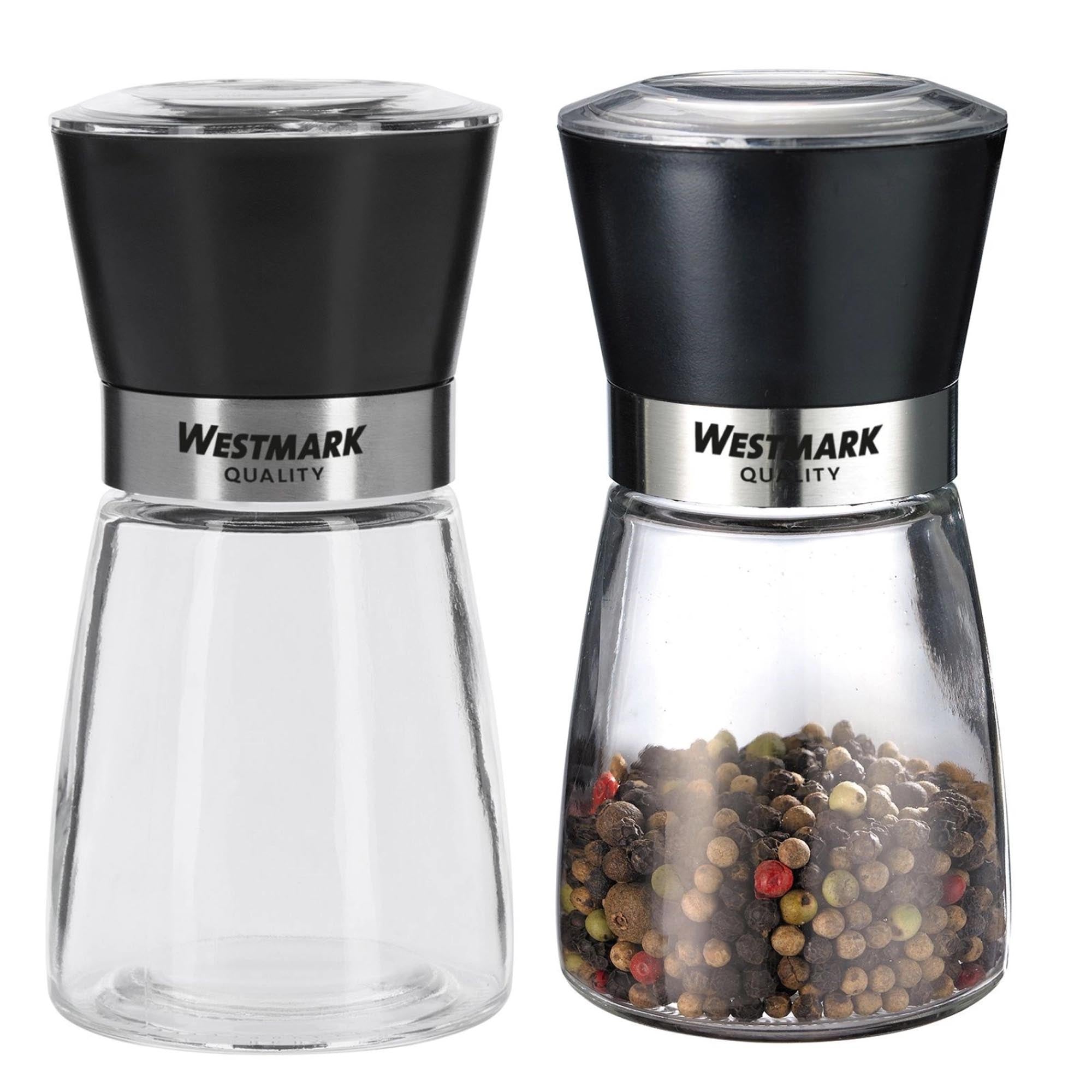 Stilvolles 2er-Set Gewürzmühlen von Westmark, perfekt für Salz und Pfeffer, mit robustem Mahlwerk und zeitgemäßem Look.