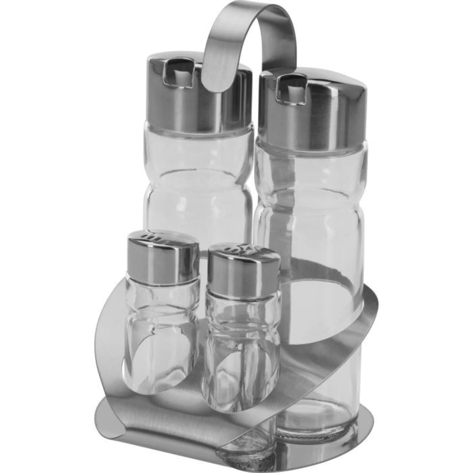 4-tlg. Set Menage Salz. Pfeffer. Essig und Öl Wien in Silber präsentiert im Onlineshop von KAQTU Design AG. Salz & Pfeffer ist von Westmark