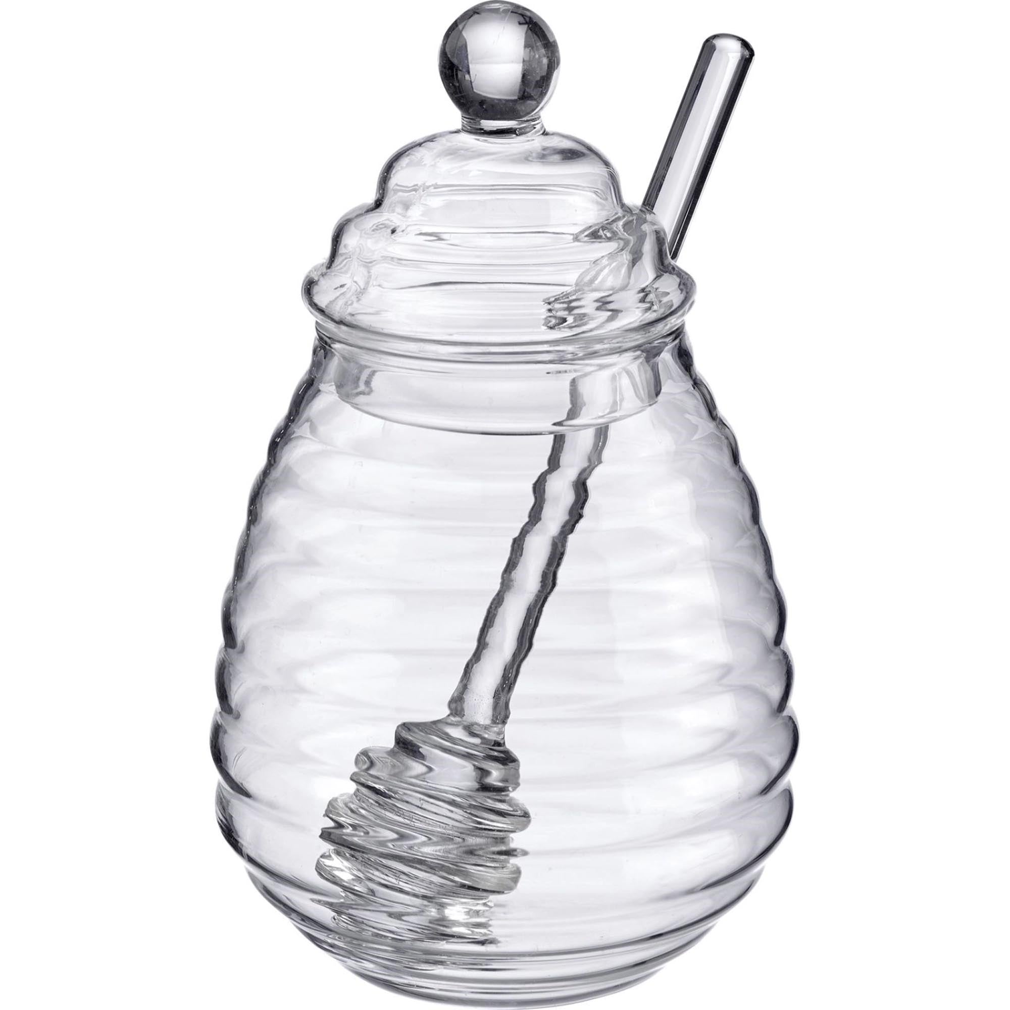 Entdecken Sie den stilvollen Honigtopf Melli von Westmark aus hochwertigem Borosilikatglas. Praktischer Deckel mit Honiglöffel, spülmaschinenfest und ideal für Honig, Marmelade und mehr.