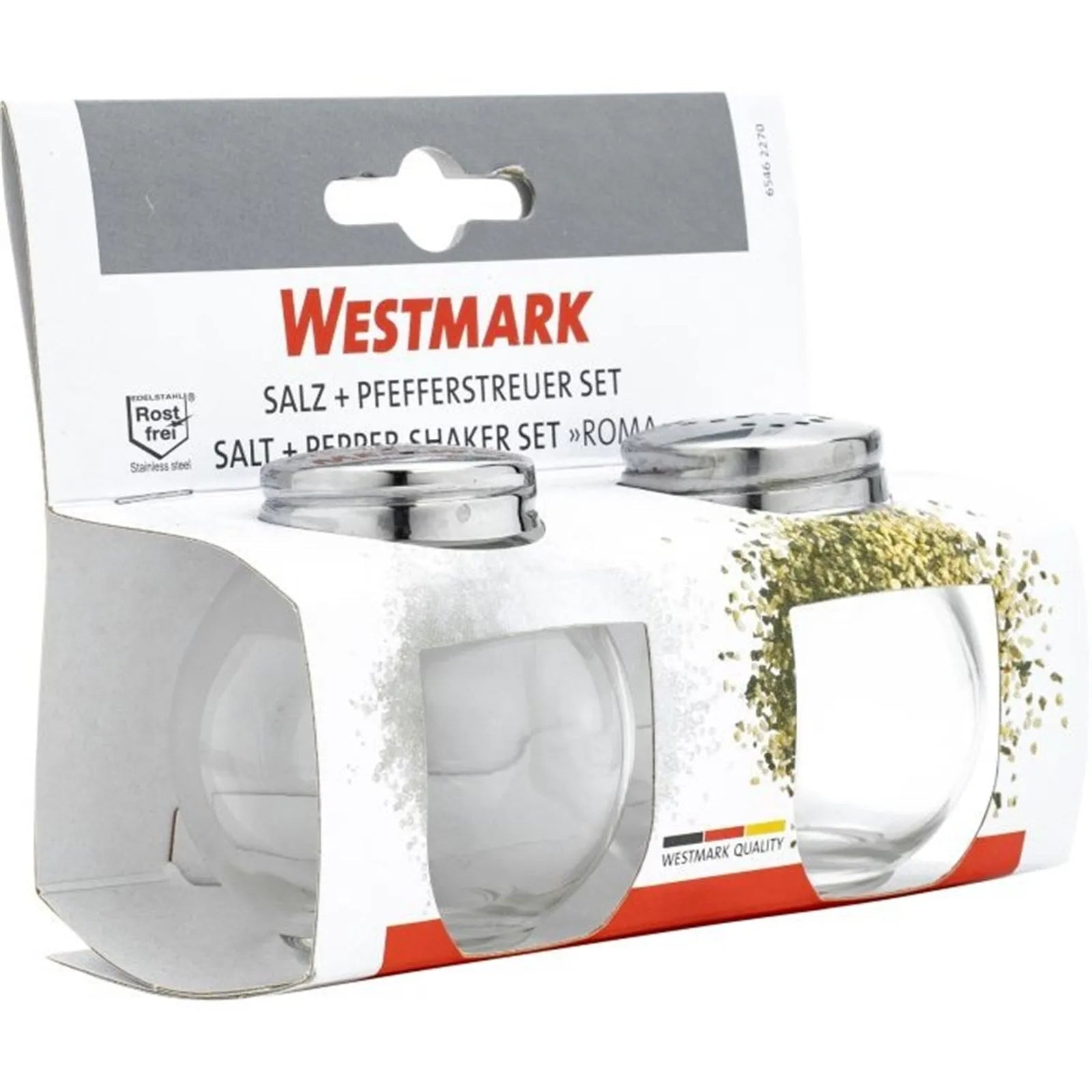 Modernes 2-teiliges Set Salz- und Pfefferstreuer Roma von Westmark, perfekt für stilvolles Würzen und eine elegante Tischdekoration.