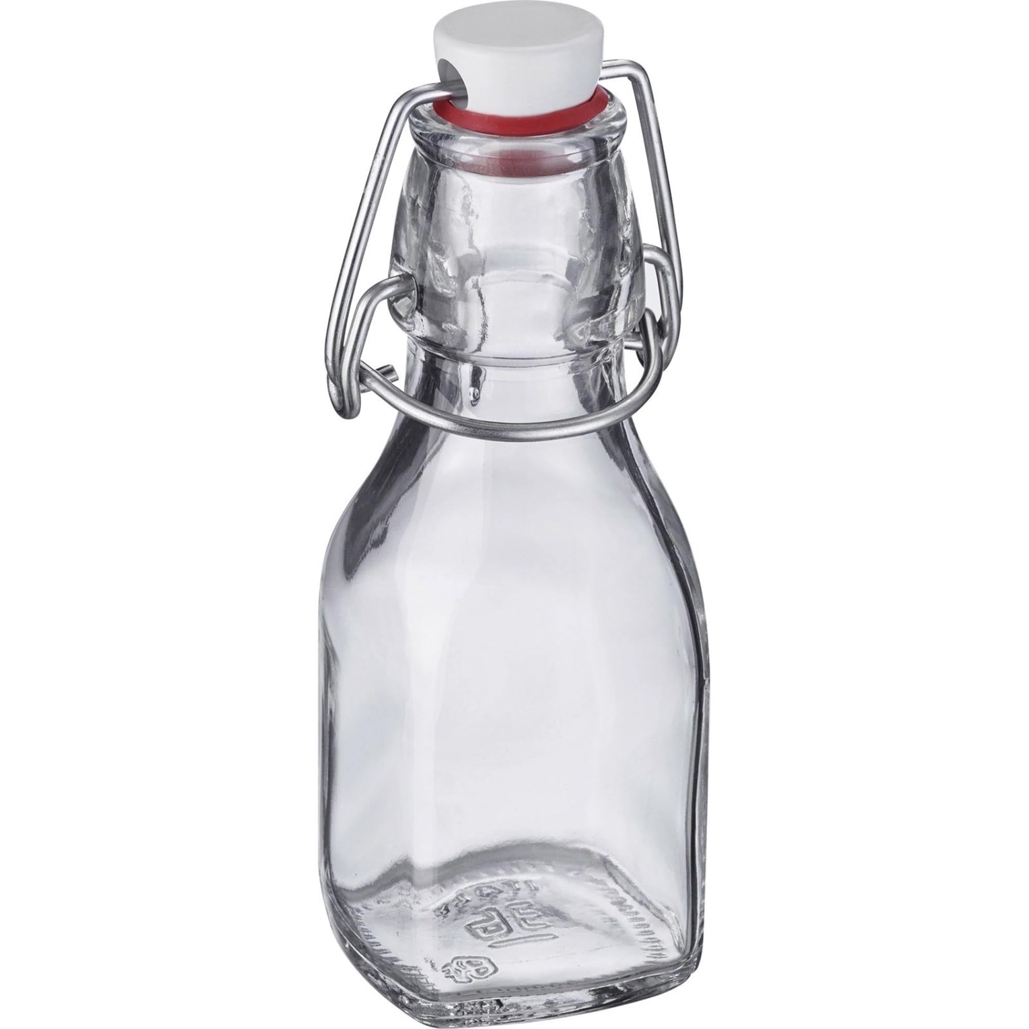 Bügelverschlussflasche eckig, 125ml in Transparent präsentiert im Onlineshop von KAQTU Design AG. Trinkflasche ist von Westmark