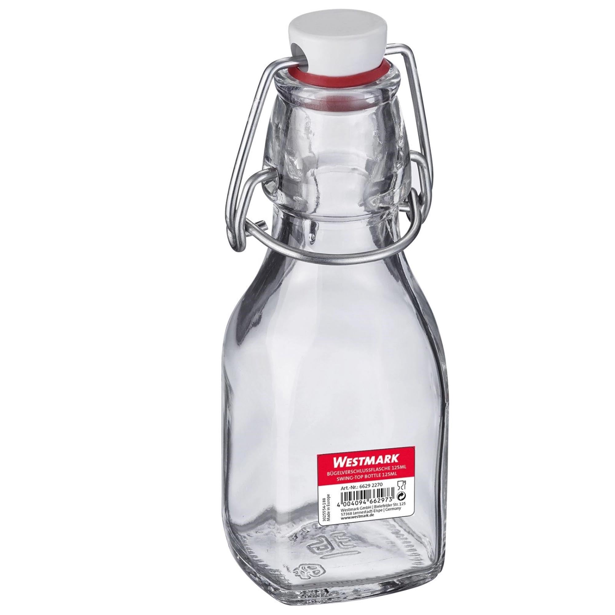 Bügelverschlussflasche eckig, 125ml in Transparent präsentiert im Onlineshop von KAQTU Design AG. Trinkflasche ist von Westmark