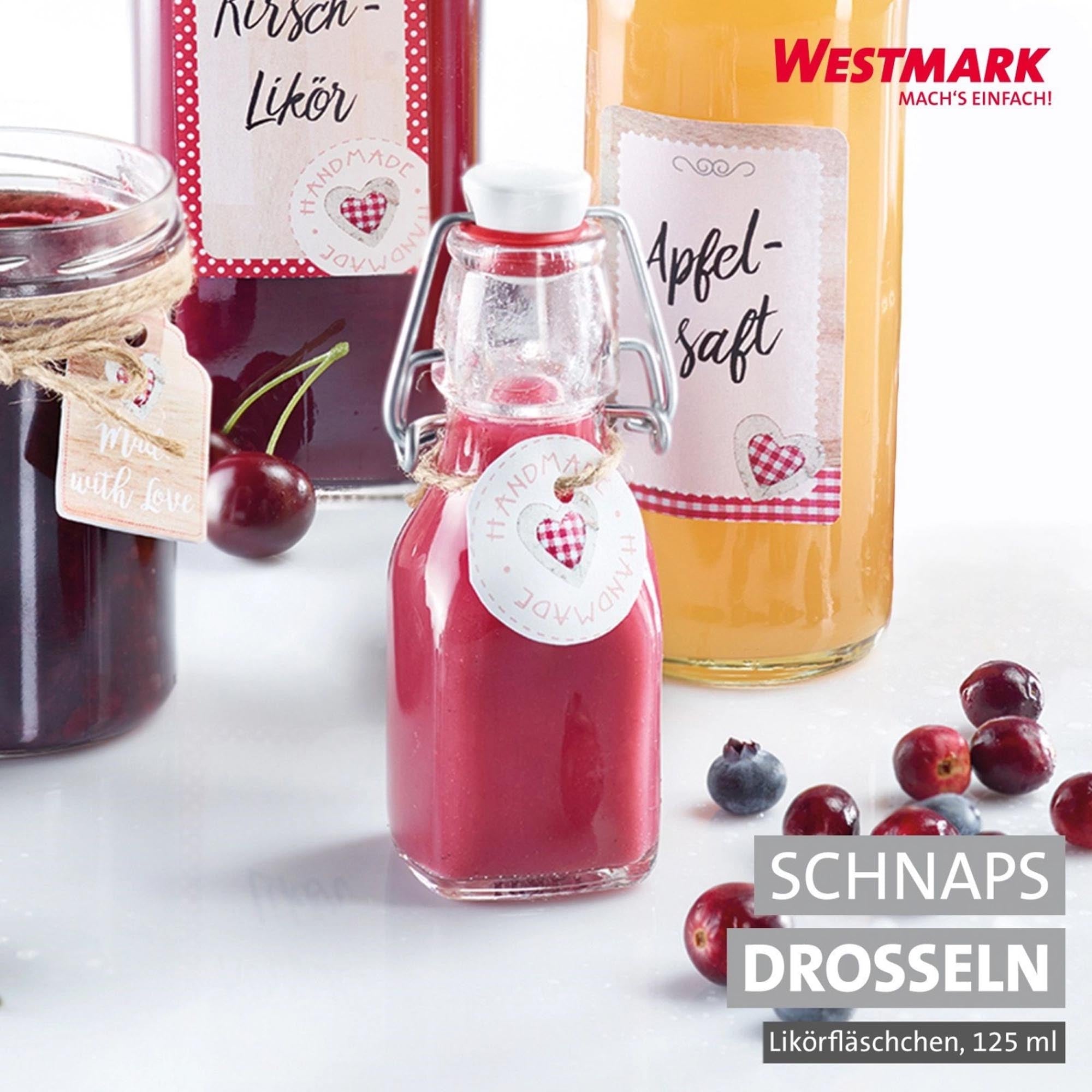 Bügelverschlussflasche eckig, 125ml in Transparent präsentiert im Onlineshop von KAQTU Design AG. Trinkflasche ist von Westmark