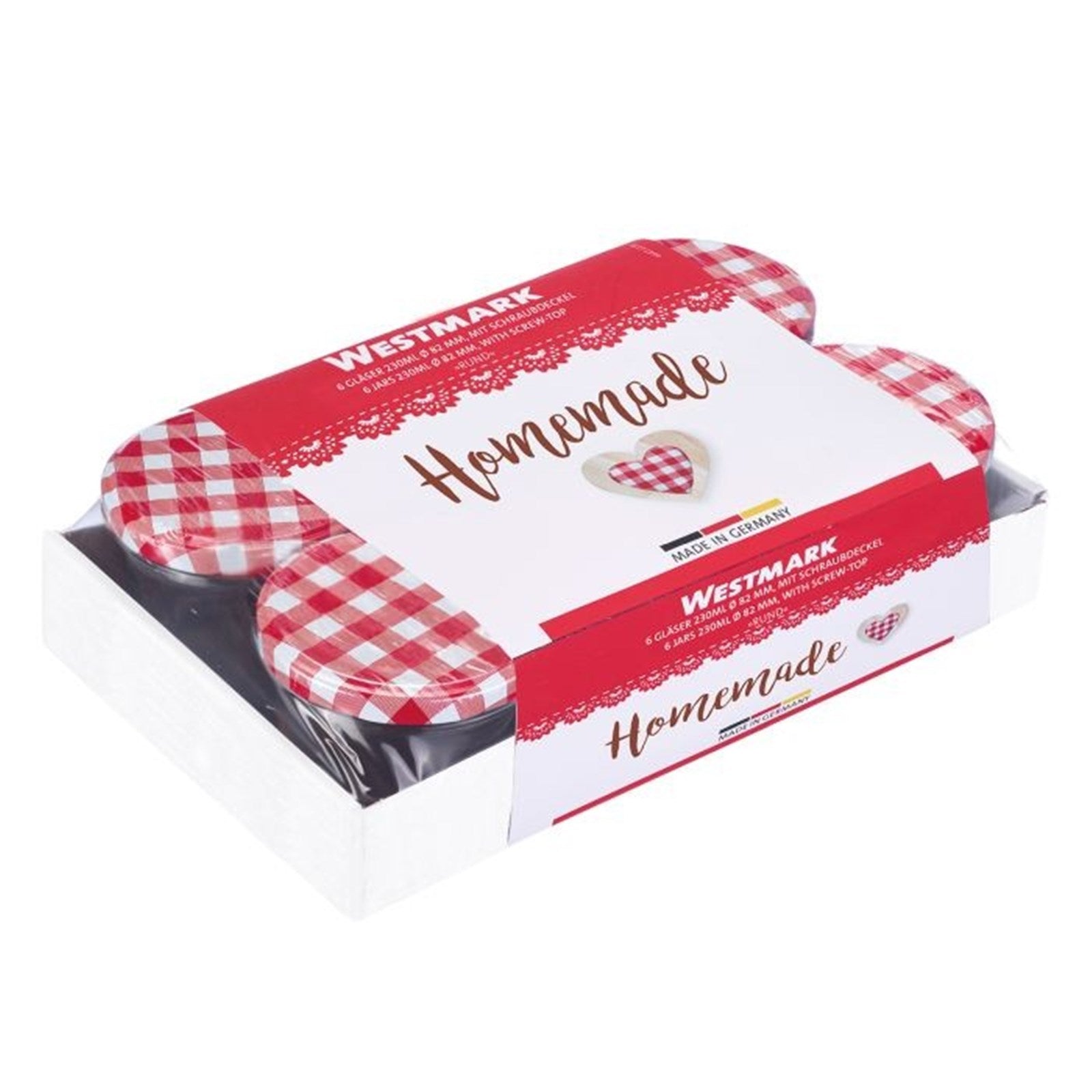 6 Gläser à 230ml (Ø82mm) von Westmark, perfekt zum Einmachen, Aufbewahren und für Wurst, praktisch und vielseitig einsetzbar.