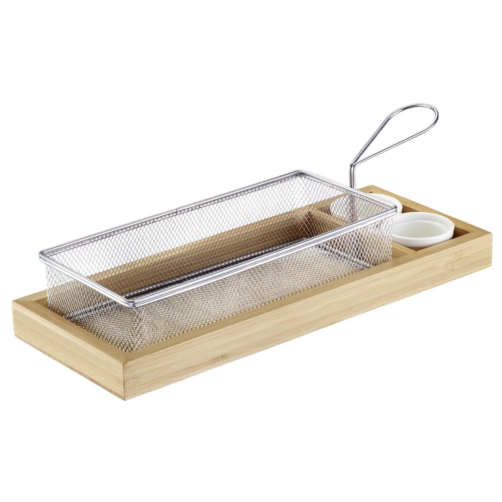 4-tlg. Set Servierkörb. mit Bambus-Tray u. Schälchen Tapa ,s in Braun präsentiert im Onlineshop von KAQTU Design AG. Küchenhelfer ist von Westmark