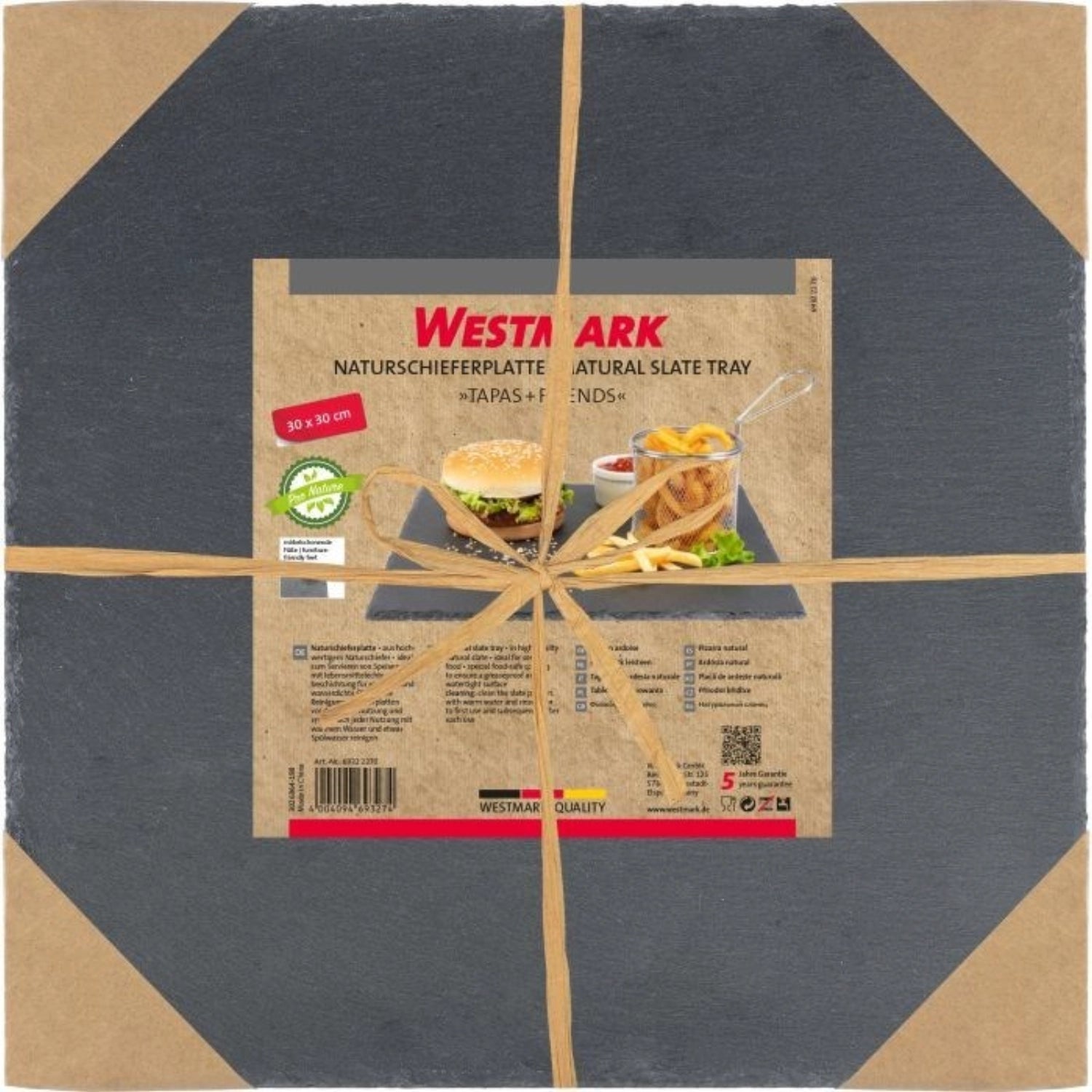 Tapas e amici della piastra in ardesia naturale, 30 x 30 cm, SB