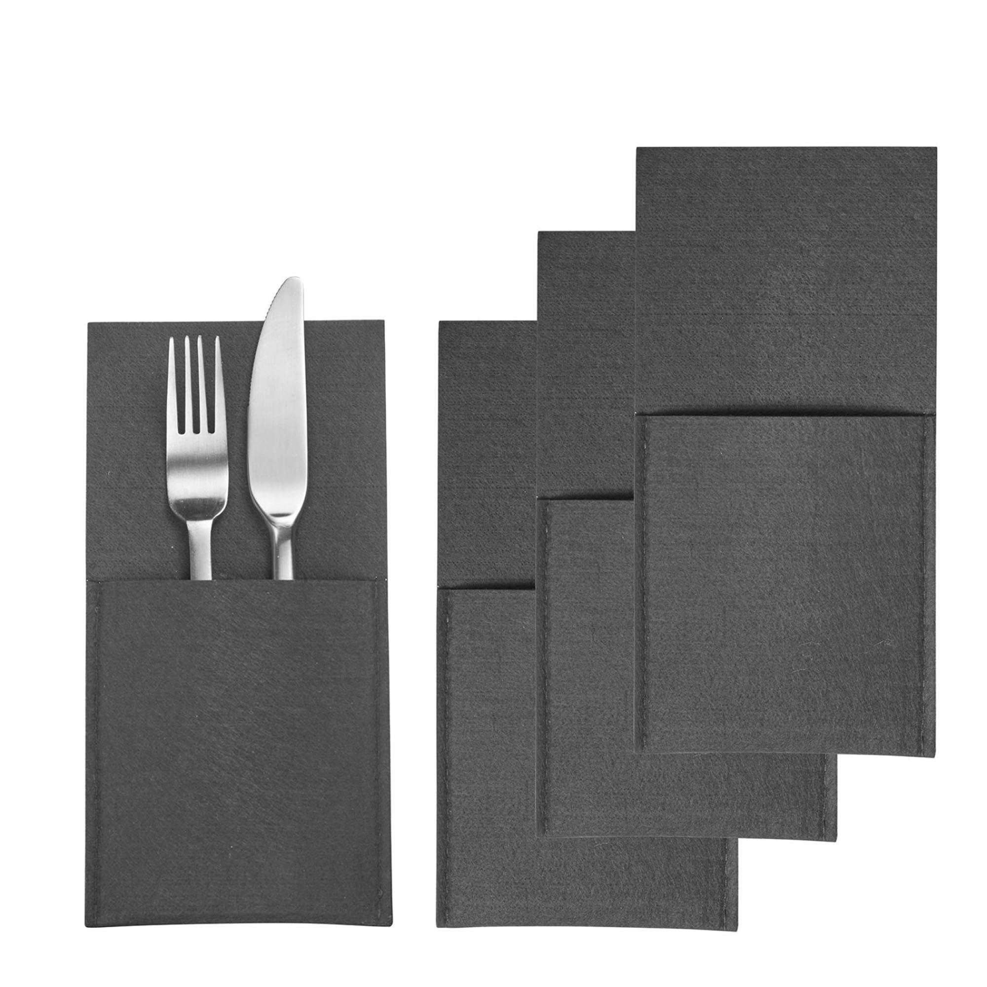 4er Set Bestecktaschen Cozy, anthrazit, Polyester in Silber präsentiert im Onlineshop von KAQTU Design AG. Tischset ist von Westmark