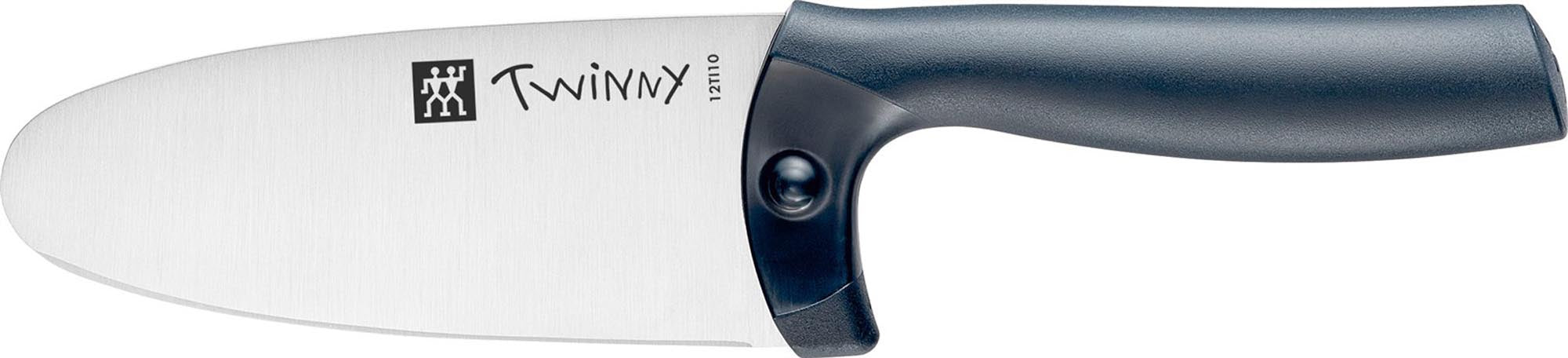Das Zwilling Twinny Kinderkochmesser, 10 cm, blau, bietet Sicherheit und Spass für Kinder beim Kochen und fördert ihre Fähigkeiten.