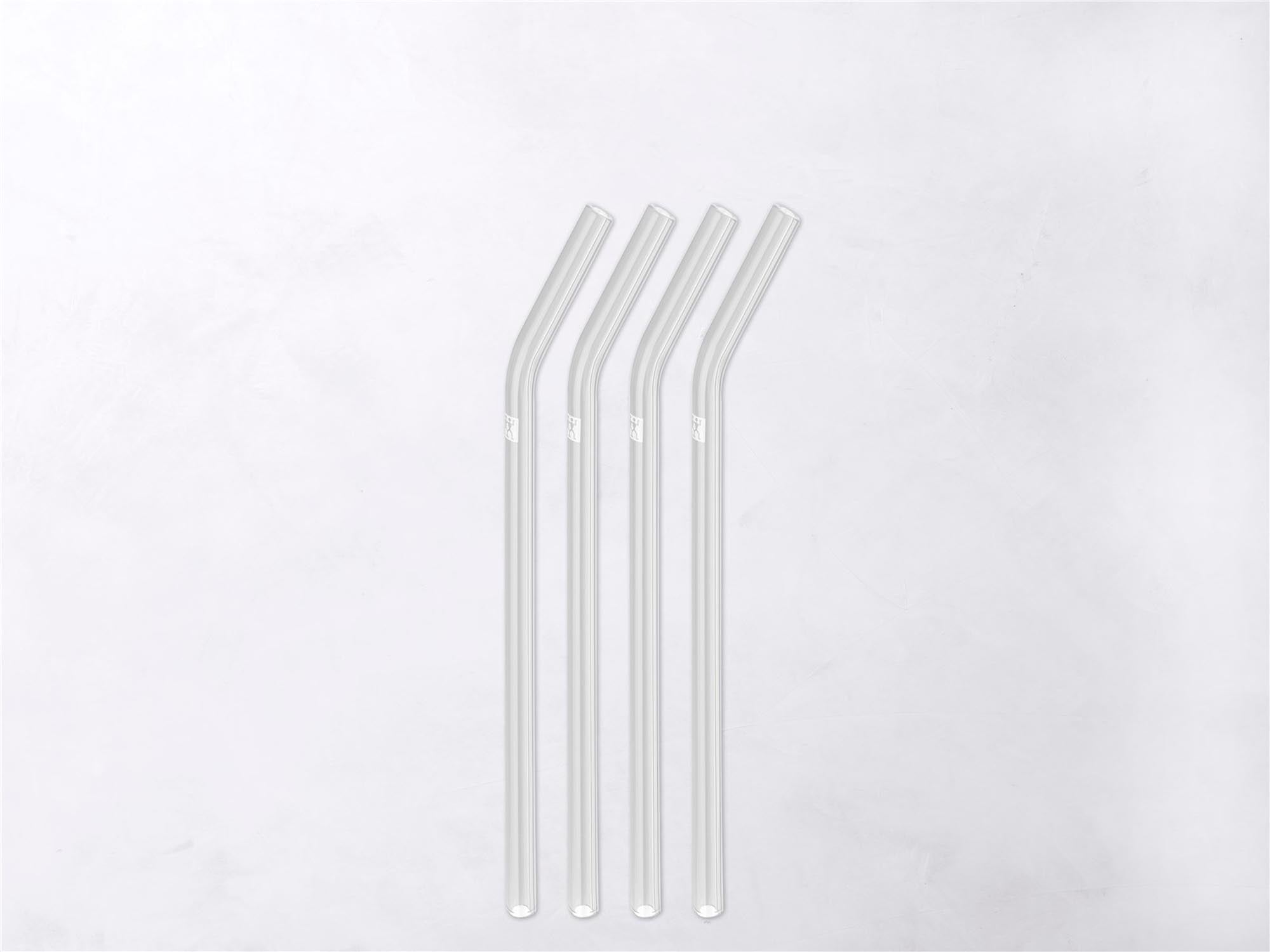 Genießen Sie stilvolles Trinken mit den Zwilling Kitchen Strohhalmen aus hitzebeständigem Borosilikatglas. 4 gebogene Strohhalme, 23 cm, Ø9 mm, perfekt für jede Gelegenheit!