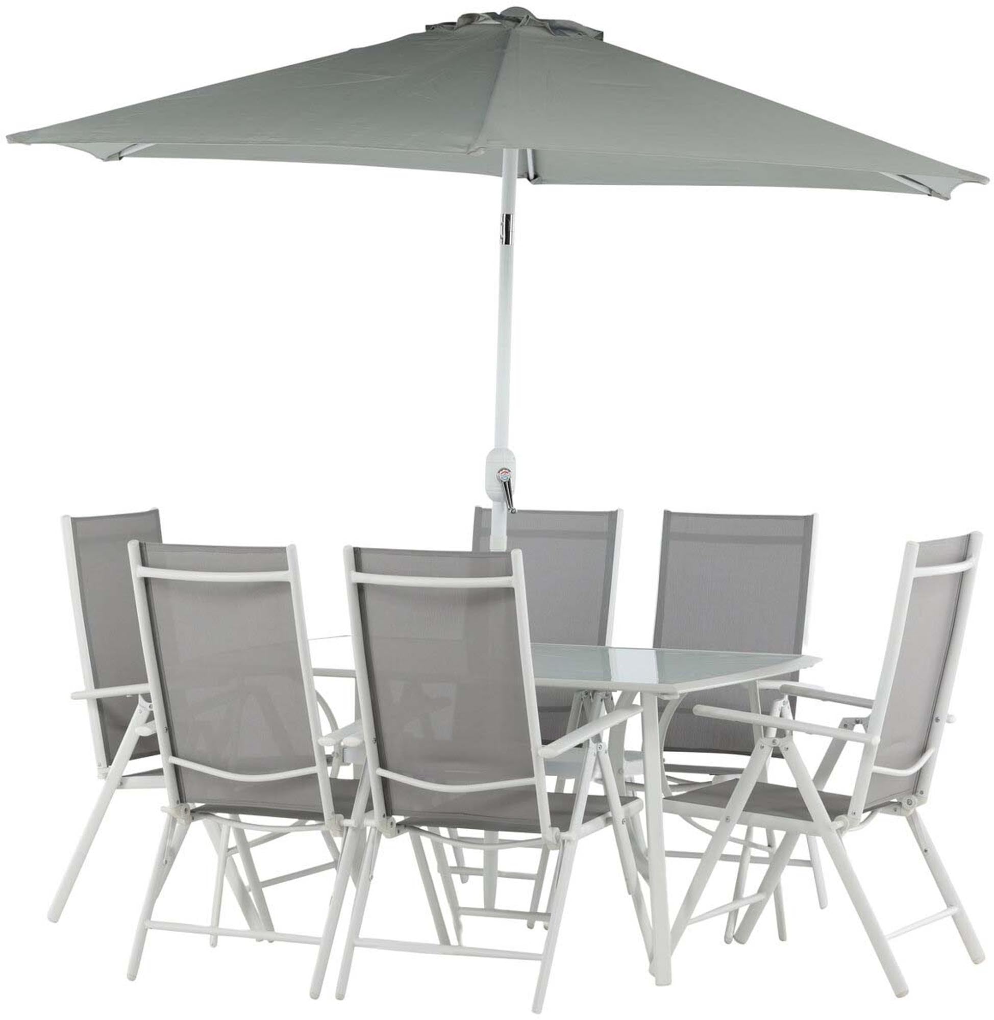 Brecky Outdoor-Tischset 150cm/6St. in Weiss präsentiert im Onlineshop von KAQTU Design AG. Gartentischset ist von Venture Home