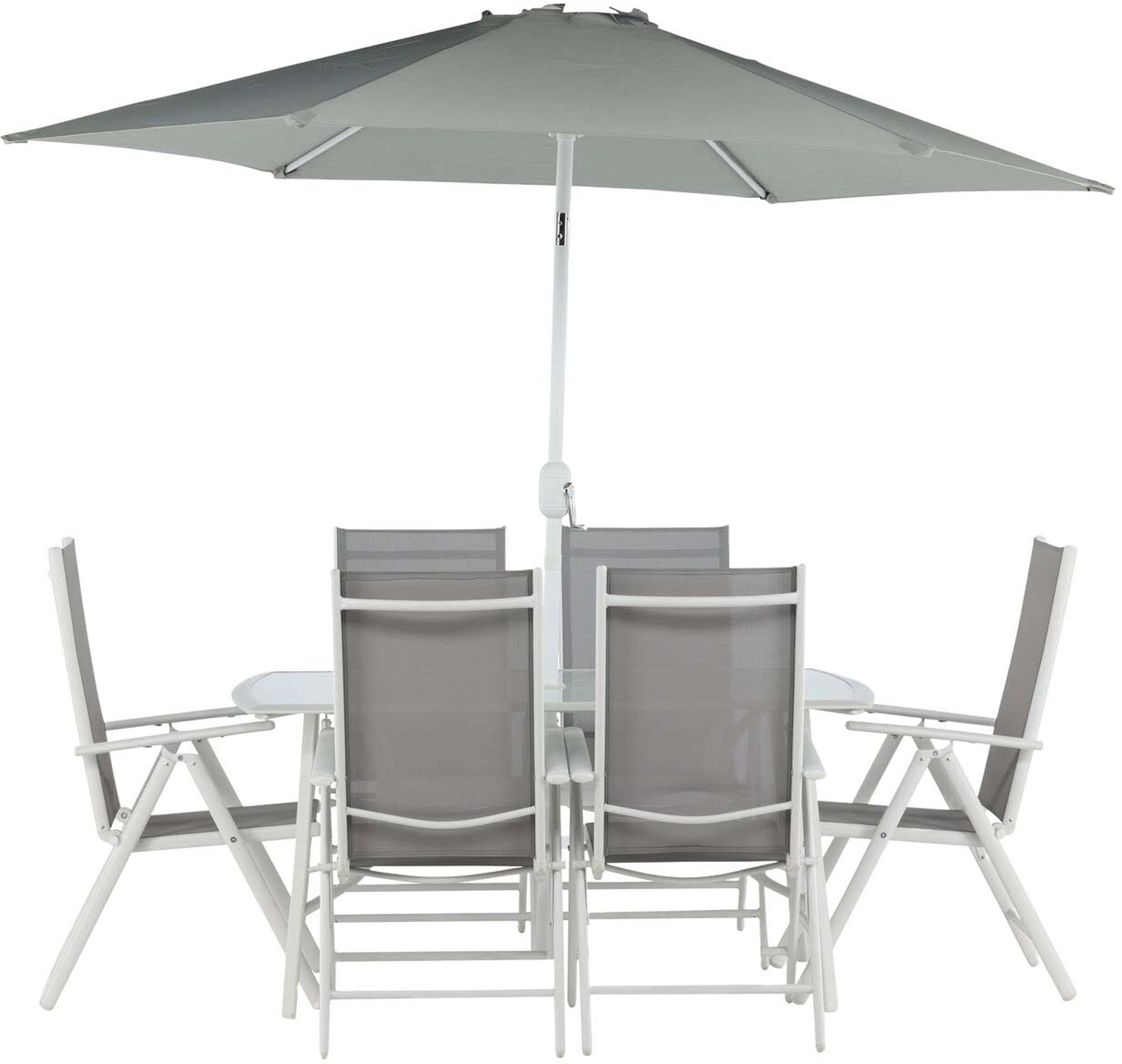 Brecky Outdoor-Tischset 150cm/6St. in Weiss präsentiert im Onlineshop von KAQTU Design AG. Gartentischset ist von Venture Home