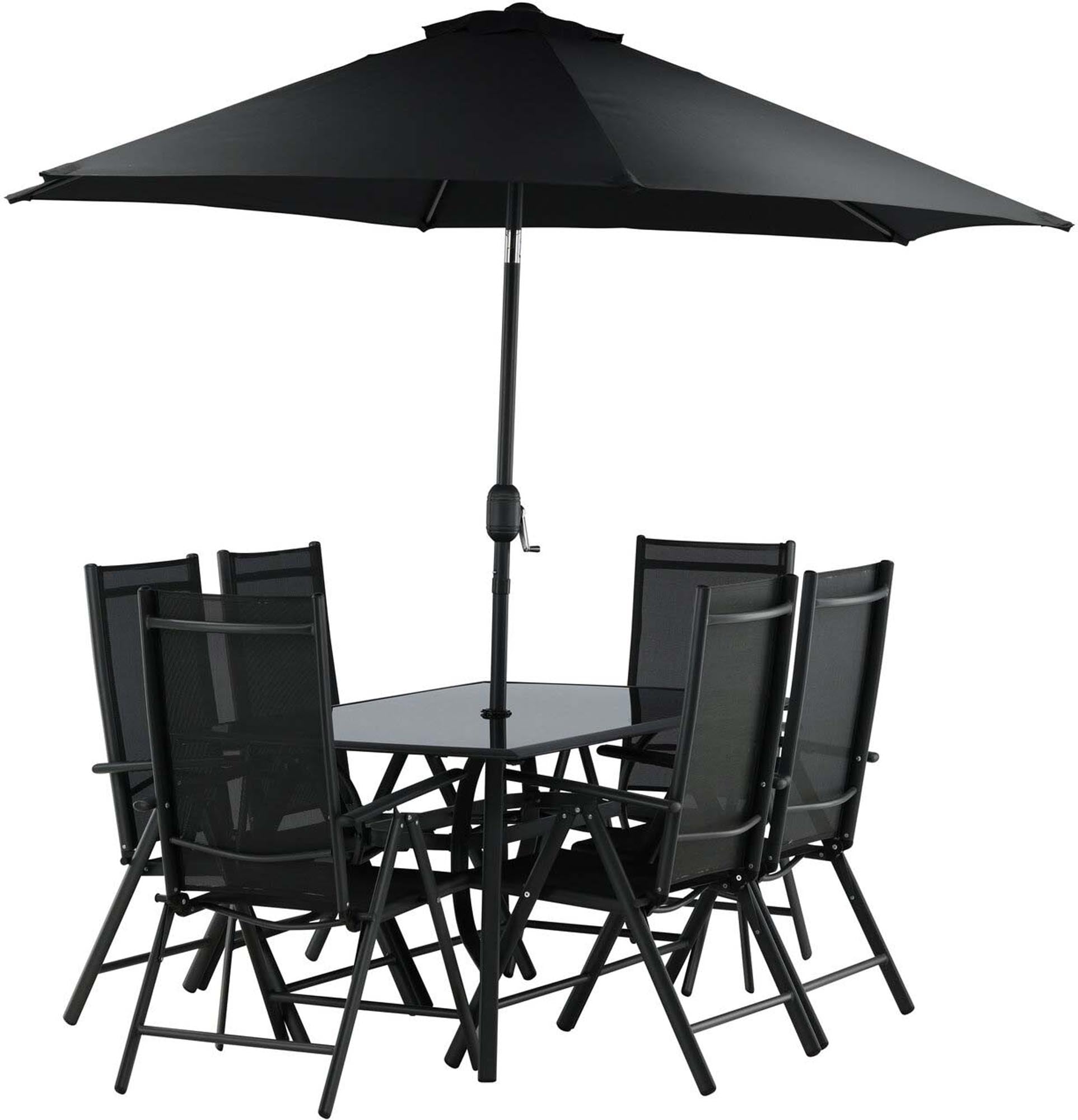 Brecky Outdoor-Tischset 150cm/6St. in Schwarz präsentiert im Onlineshop von KAQTU Design AG. Gartentischset ist von Venture Home