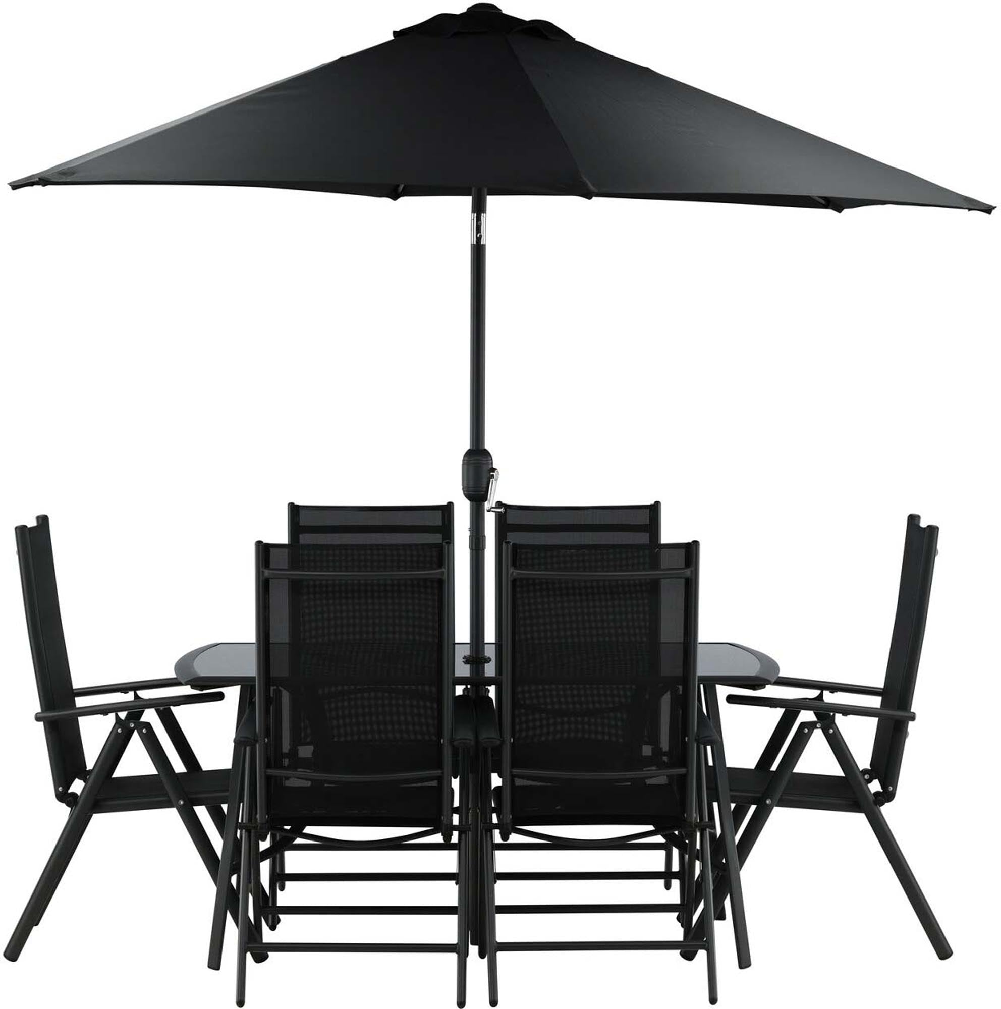 Brecky Outdoor-Tischset 150cm/6St. in Schwarz präsentiert im Onlineshop von KAQTU Design AG. Gartentischset ist von Venture Home