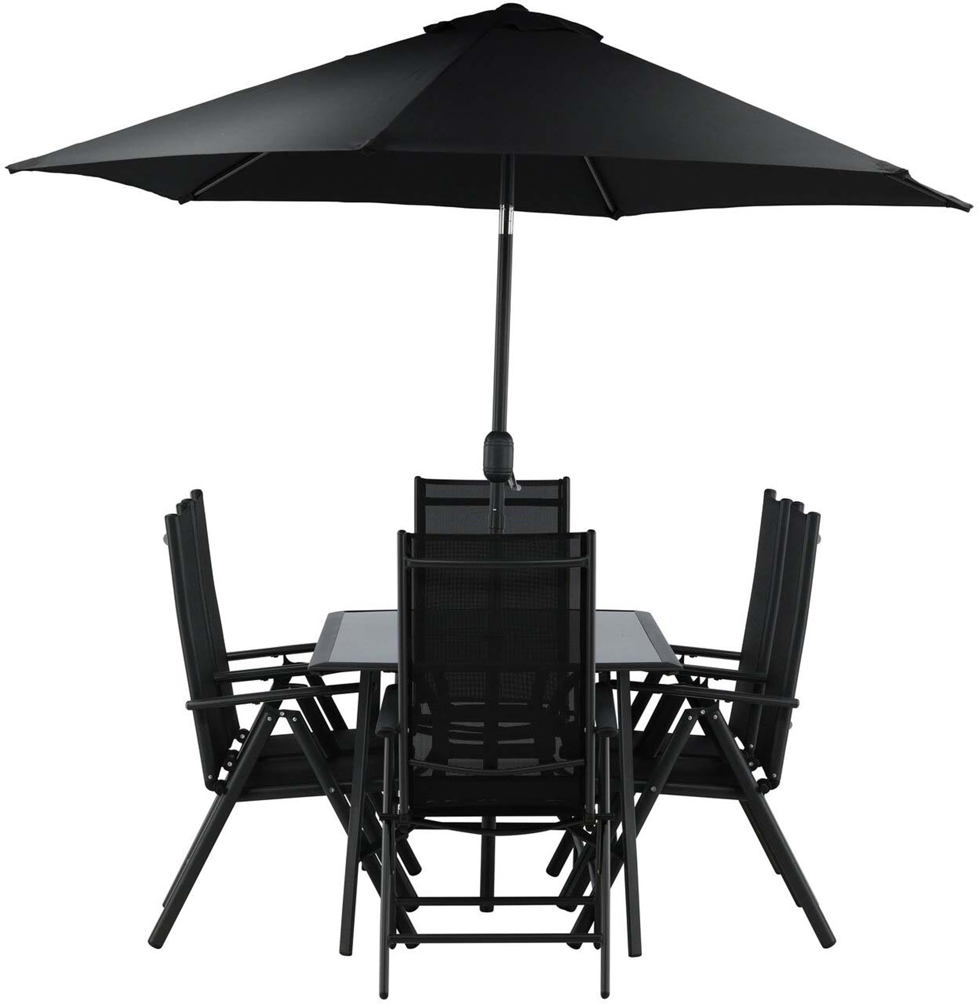 Brecky Outdoor-Tischset 150cm/6St. in Schwarz präsentiert im Onlineshop von KAQTU Design AG. Gartentischset ist von Venture Home