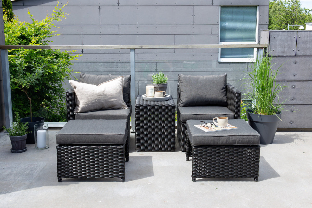 Quad Lounge Outdoorset 63cm in Schwarz präsentiert im Onlineshop von KAQTU Design AG. Loungeset ist von Venture Home