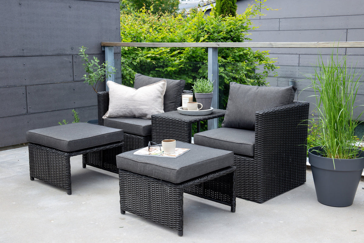 Quad Lounge Outdoorset 63cm in Schwarz präsentiert im Onlineshop von KAQTU Design AG. Loungeset ist von Venture Home