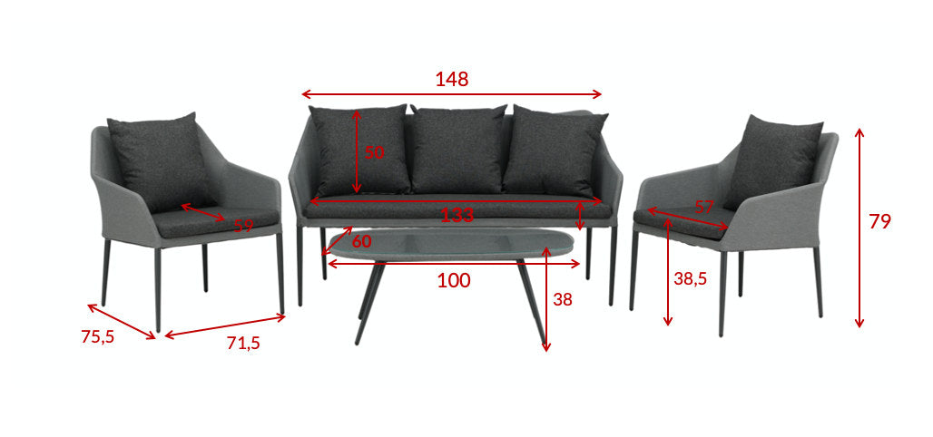 Spoga Sofagarnitur in Schwarz/Grau präsentiert im Onlineshop von KAQTU Design AG. Loungeset ist von Venture Home