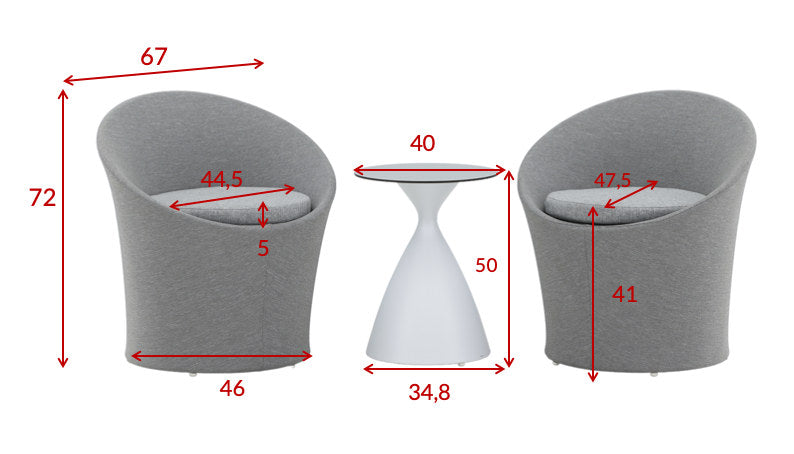 Spoga Lounge Outdoorset ⌀40cm in Weiss/Grau präsentiert im Onlineshop von KAQTU Design AG. Loungeset ist von Venture Home