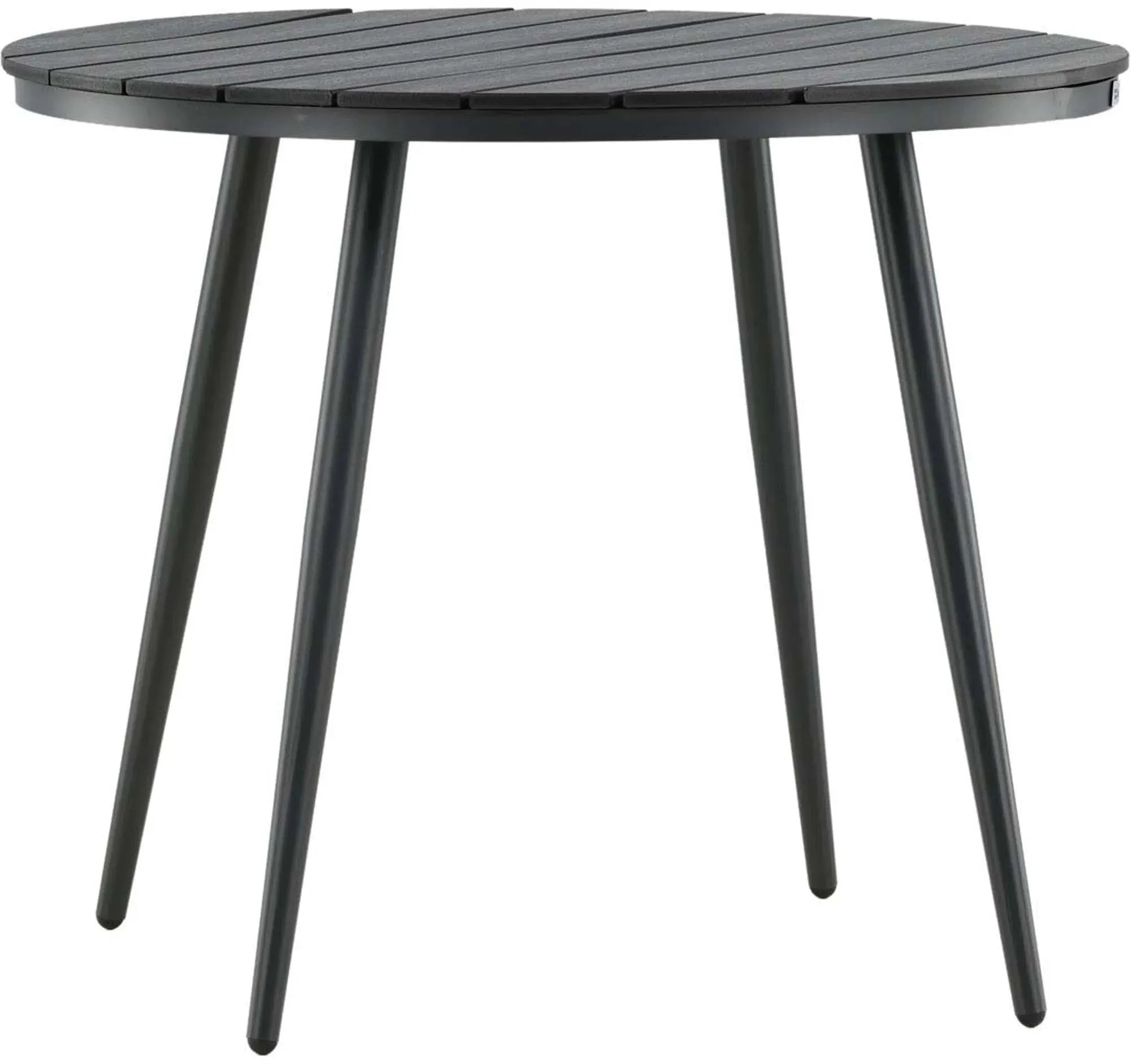 Moderner runder Gartentisch von Venture Home, robust und wetterfest, ideal für stilvolle Außenbereiche und langlebige Nutzung.