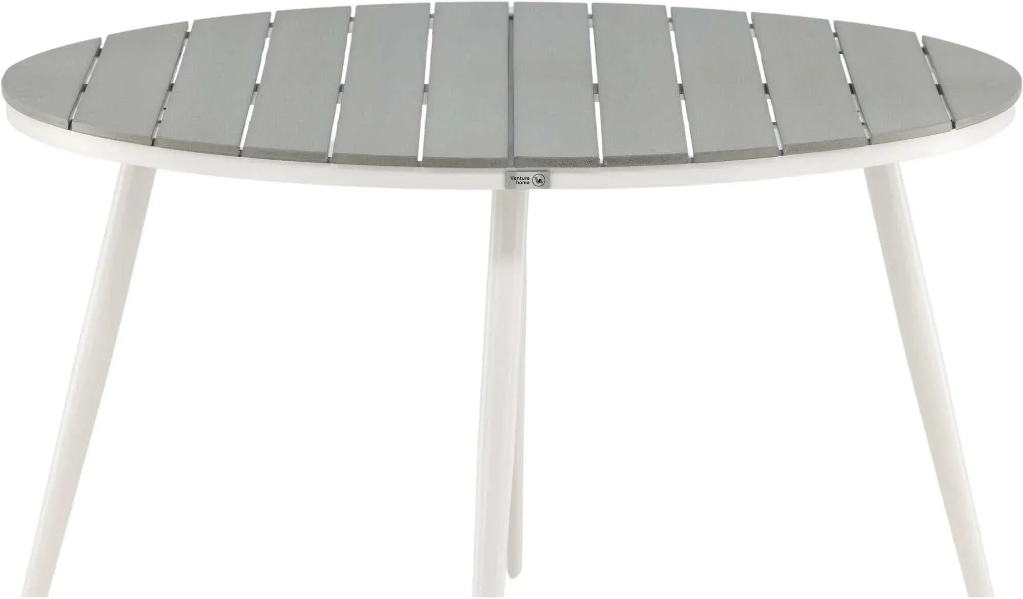 Runder Gartentisch von Venture Home, stilvoll und wetterfest, perfekt für den Außenbereich, robust und vielseitig einsetzbar.