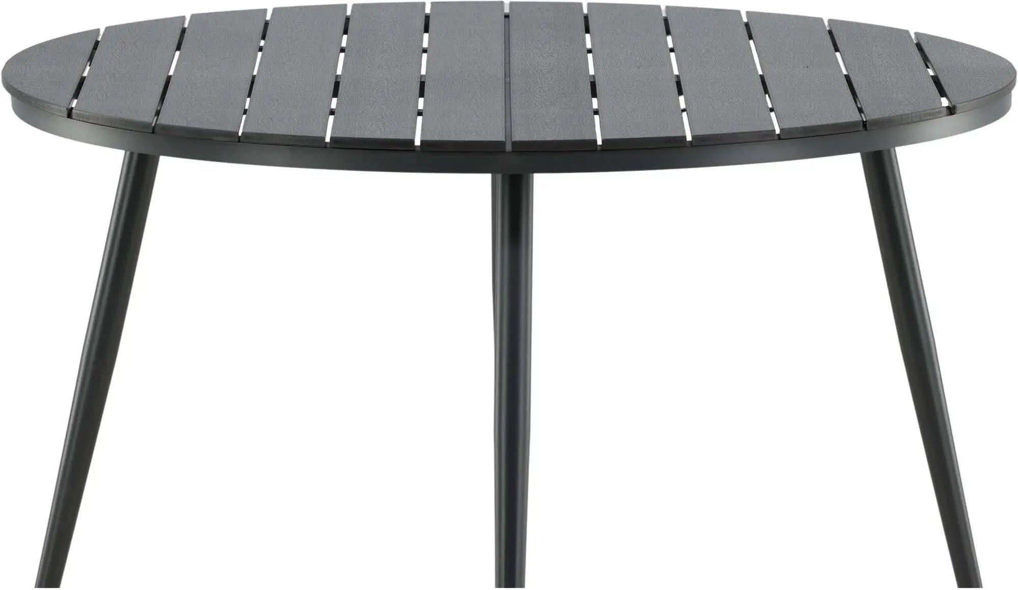 Eleganter, runder Gartentisch aus Aluminium, wetterfest und stilvoll, ideal für gesellige Runden im Freien.