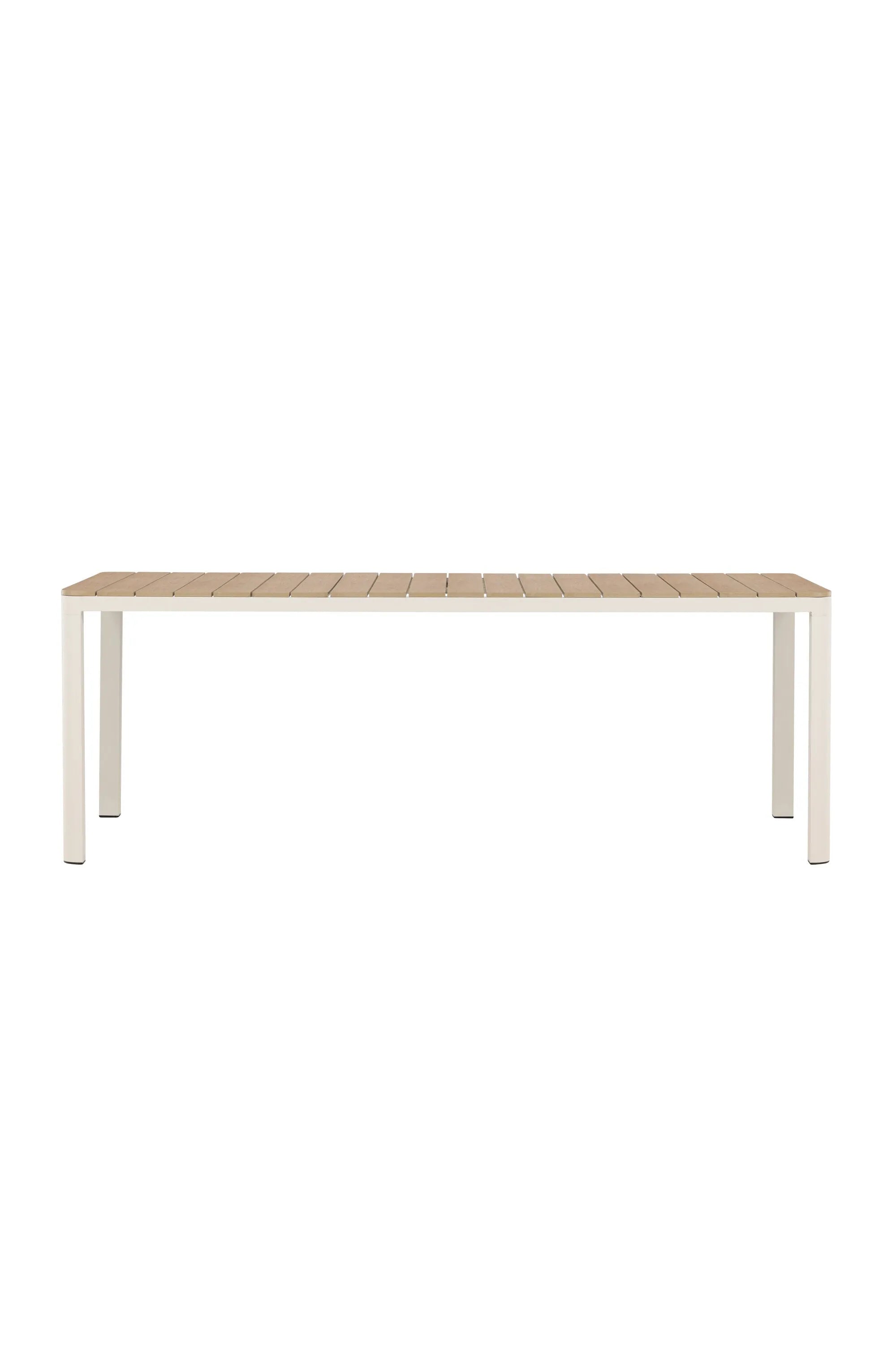 Der rechteckige Gartentisch Etna von Venture Home besticht durch modernes Design, robusten Aluminiumrahmen und pflegeleichte Aintwood-Tischplatte.