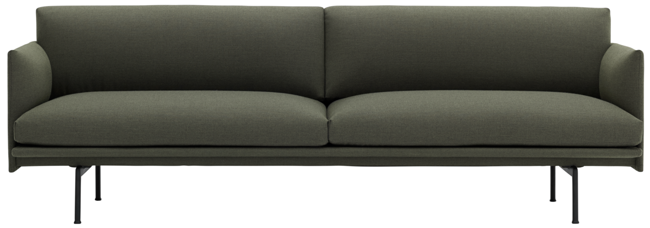 Outline 3er Sofa in Grün / Schwarz präsentiert im Onlineshop von KAQTU Design AG. 3er Sofa ist von Muuto